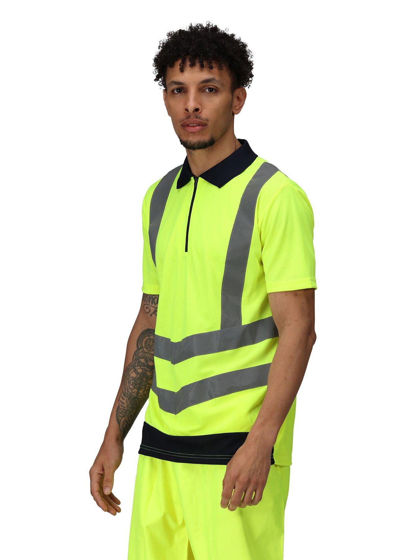 Image 1 of 6 of Regatta Professional Workwear Hivis Pro Polo T-shirt -yellow/navy