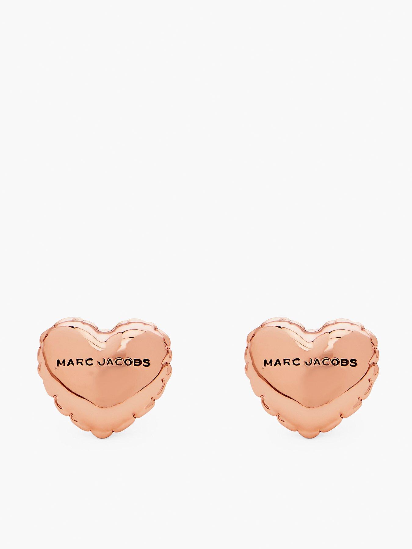 Product photograph of Marc Jacobs Balloon Heart Earrings - Antique Rose Gold from very.co.uk