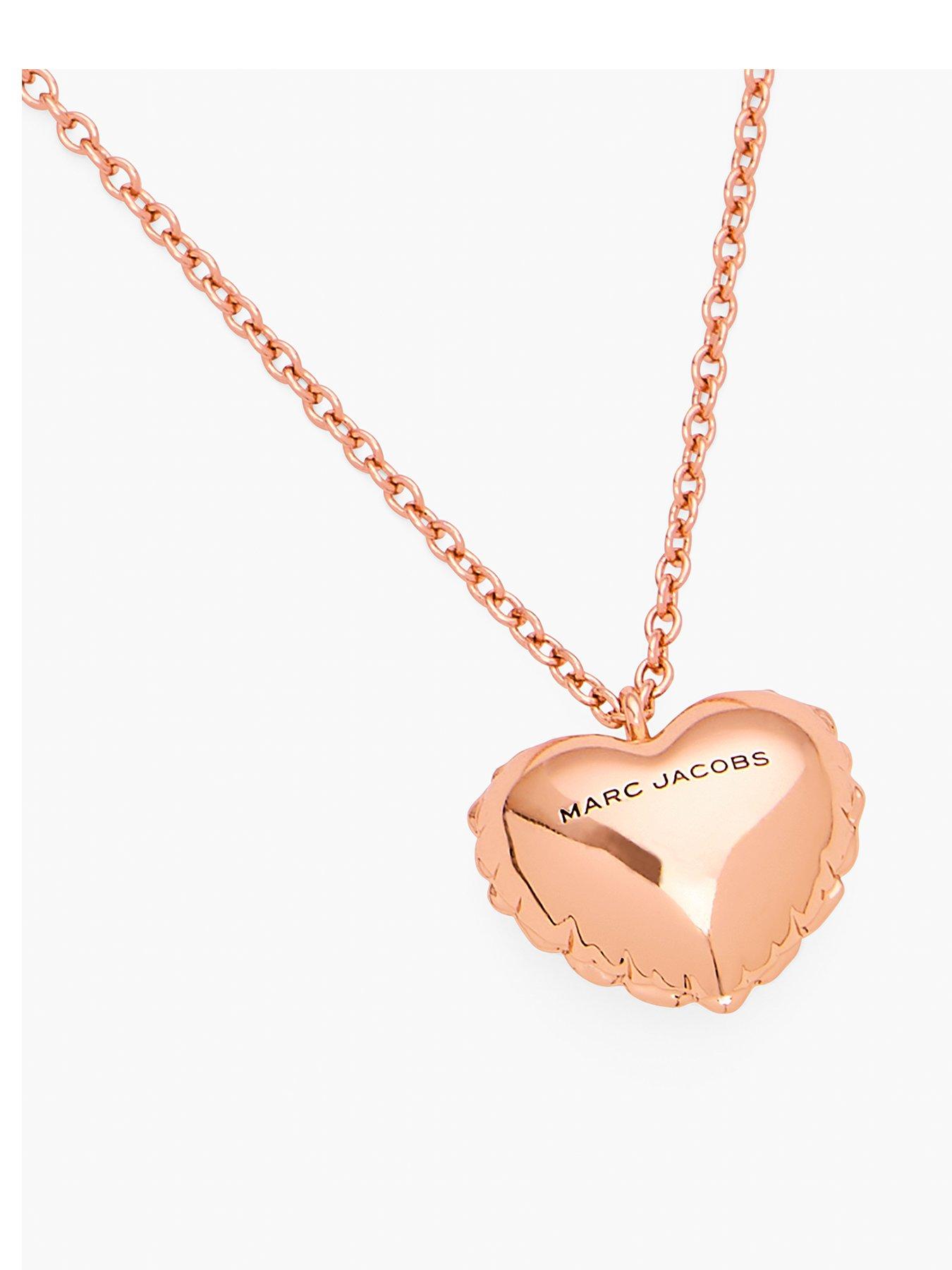 Product photograph of Marc Jacobs Balloon Heart Necklace - Antique Rose Gold from very.co.uk