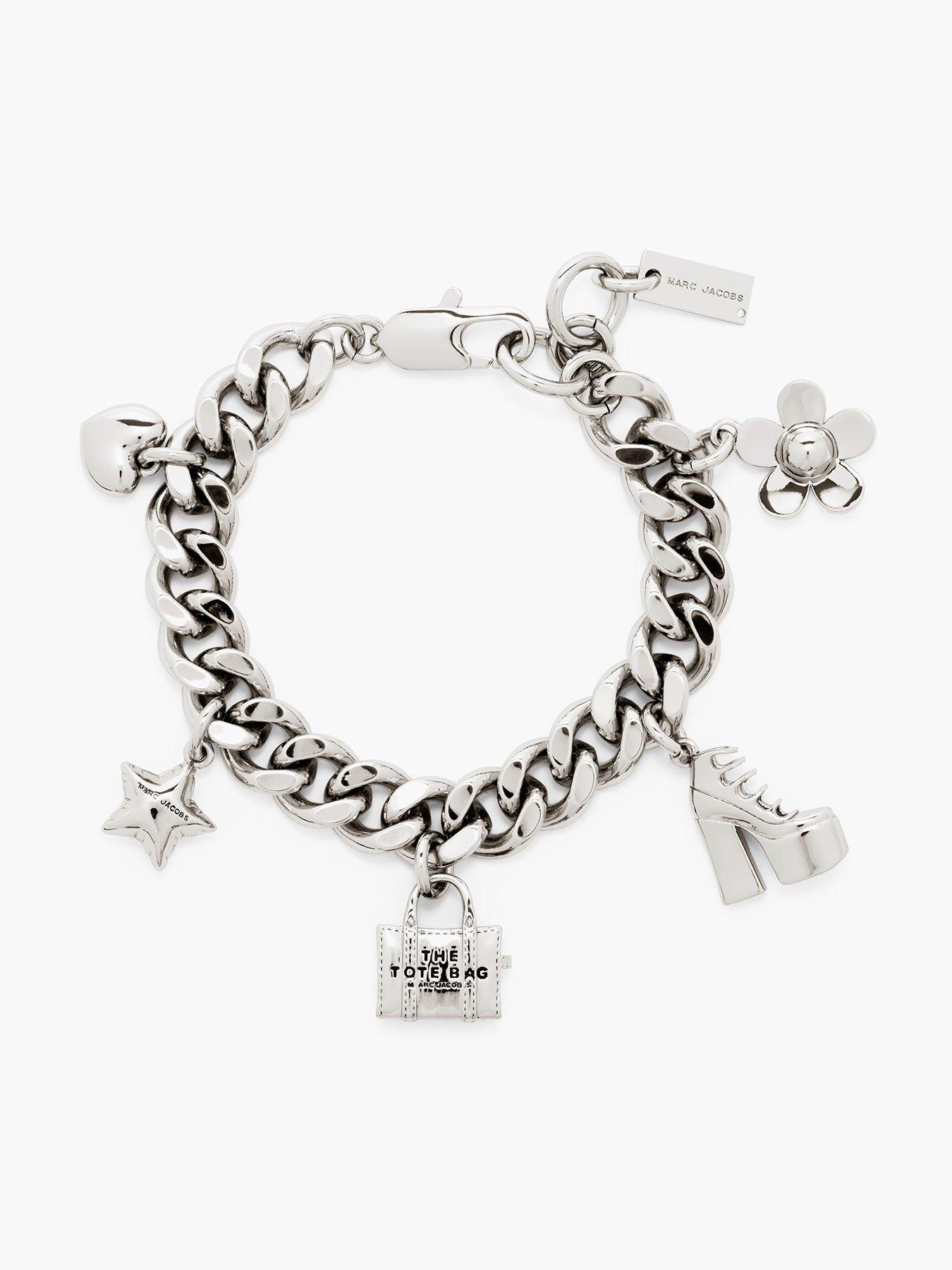 Product photograph of Marc Jacobs Mini Icon Charm Bracelet - Light Antique Silver from very.co.uk