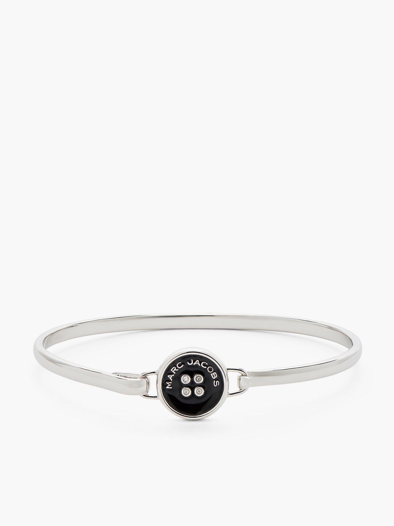 Product photograph of Marc Jacobs Button Hinge Bracelet - Silver Black from very.co.uk