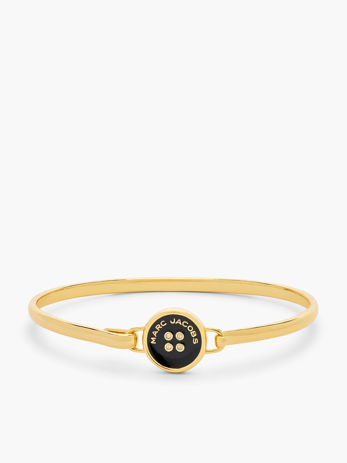 Product photograph of Marc Jacobs Button Hinge Bracelet - Gold Black from very.co.uk