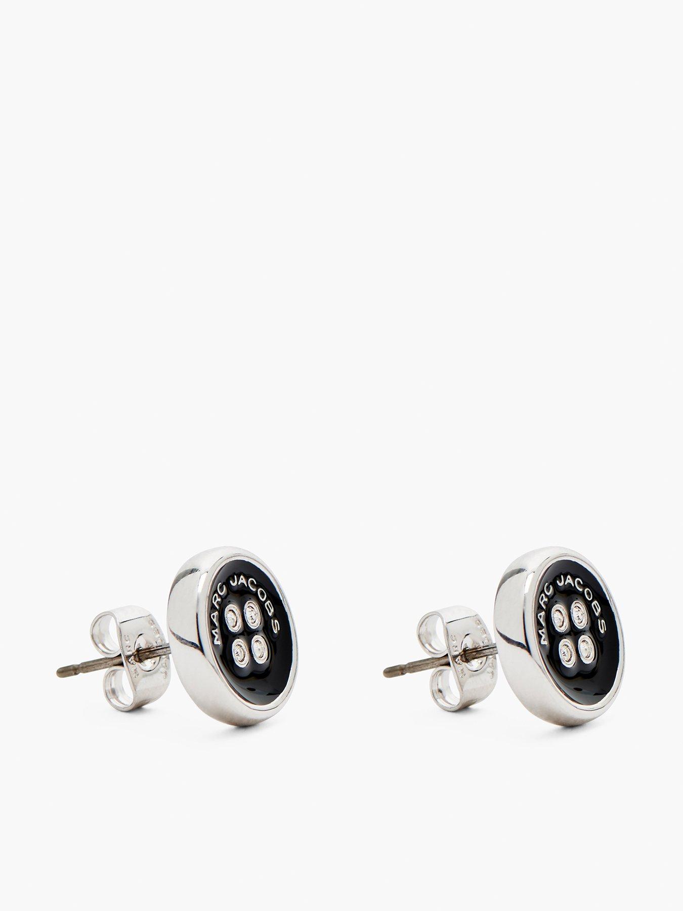 undefined Button Stud Earrings - Silver/Black