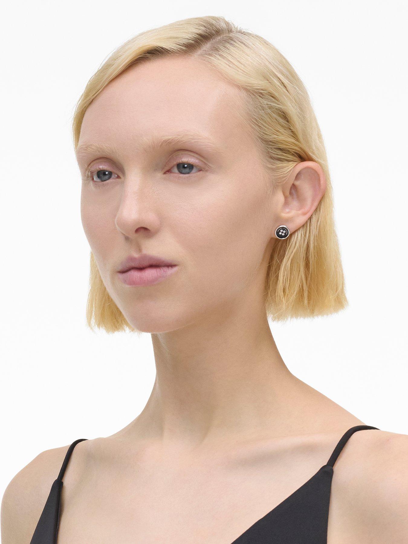 Image 2 of 4 of MARC JACOBS Button Stud Earrings - Silver/Black