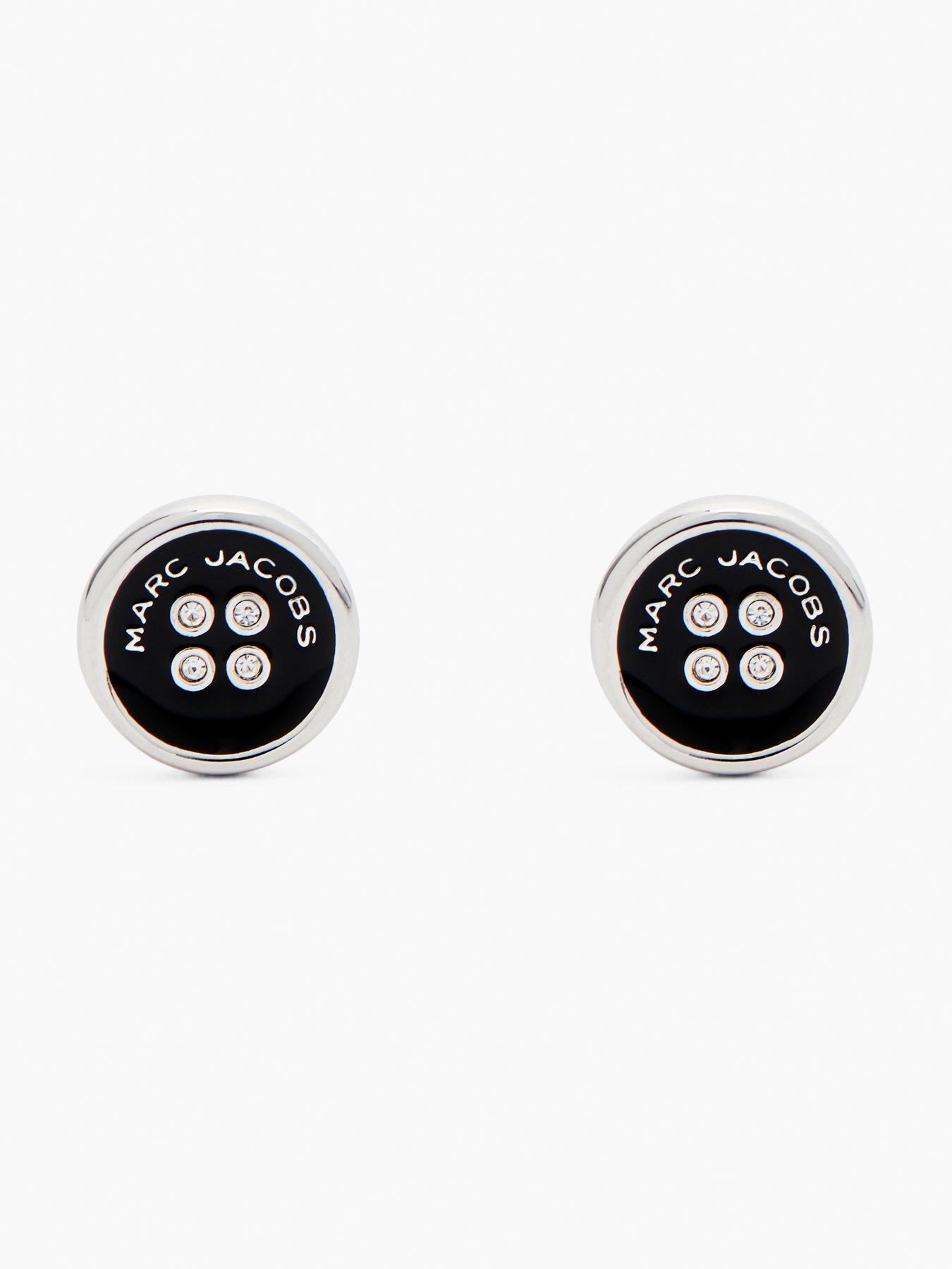 Image 3 of 4 of MARC JACOBS Button Stud Earrings - Silver/Black