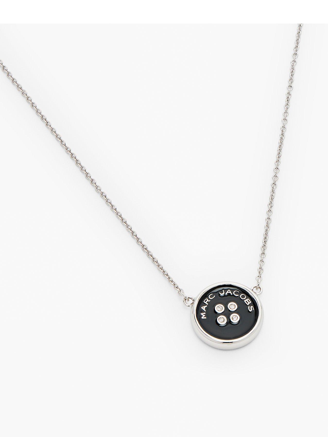 Product photograph of Marc Jacobs Button Pendant Necklace - Silver Black from very.co.uk