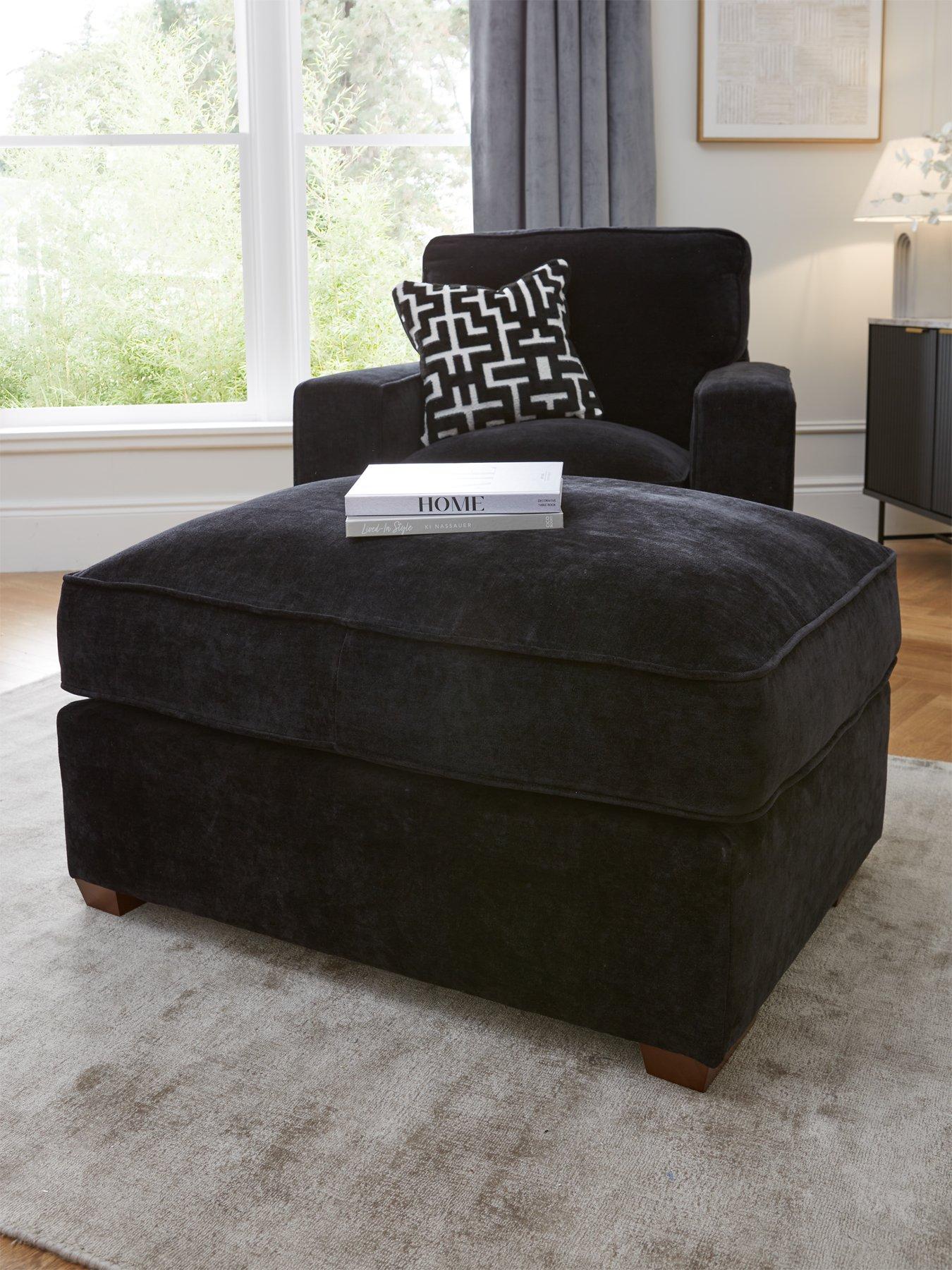 Product photograph of Very Home Monaco Large Fabric Footstool from very.co.uk