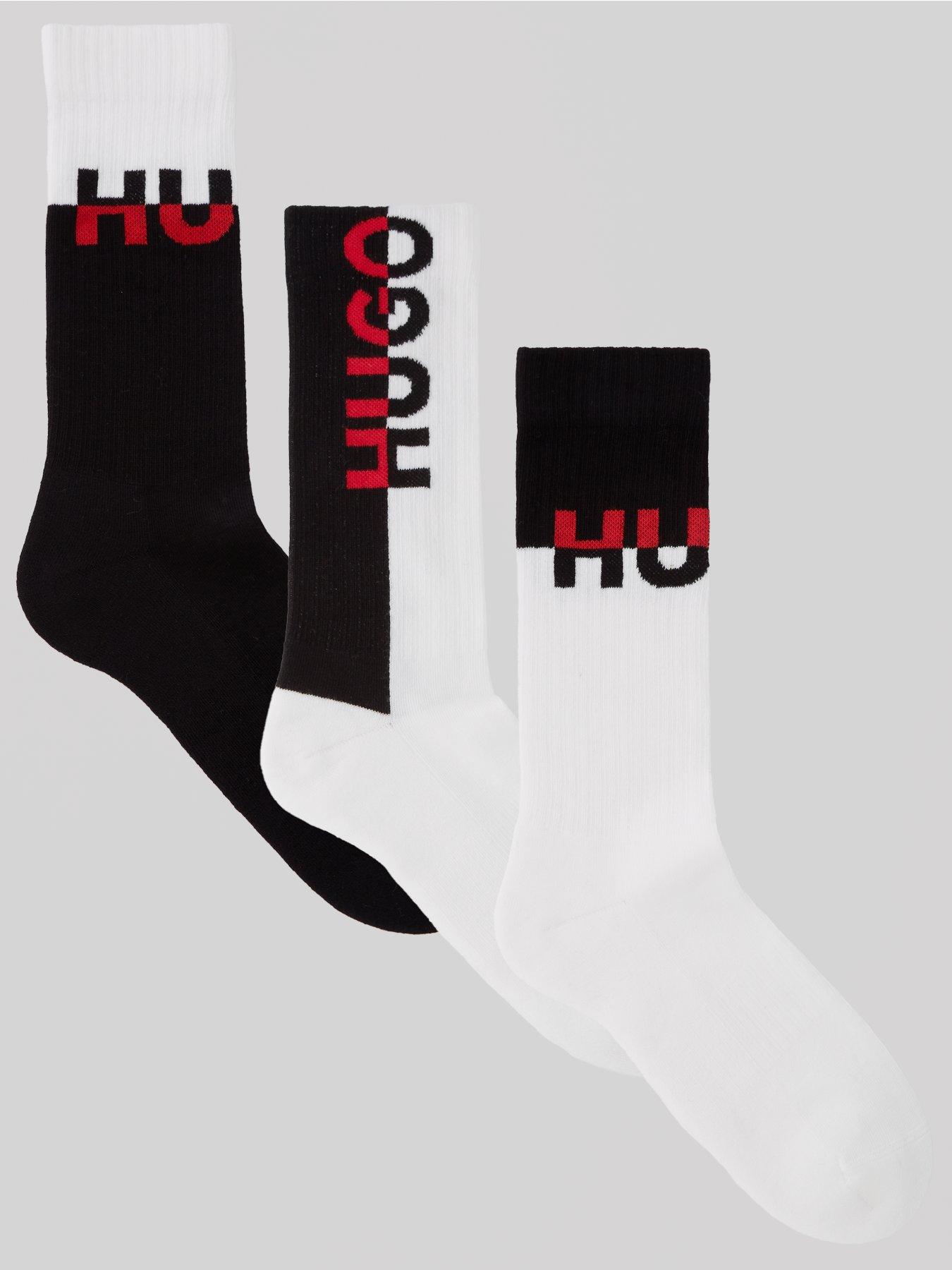 undefined 3 Pack Colourblock Crew Socks - Black/White