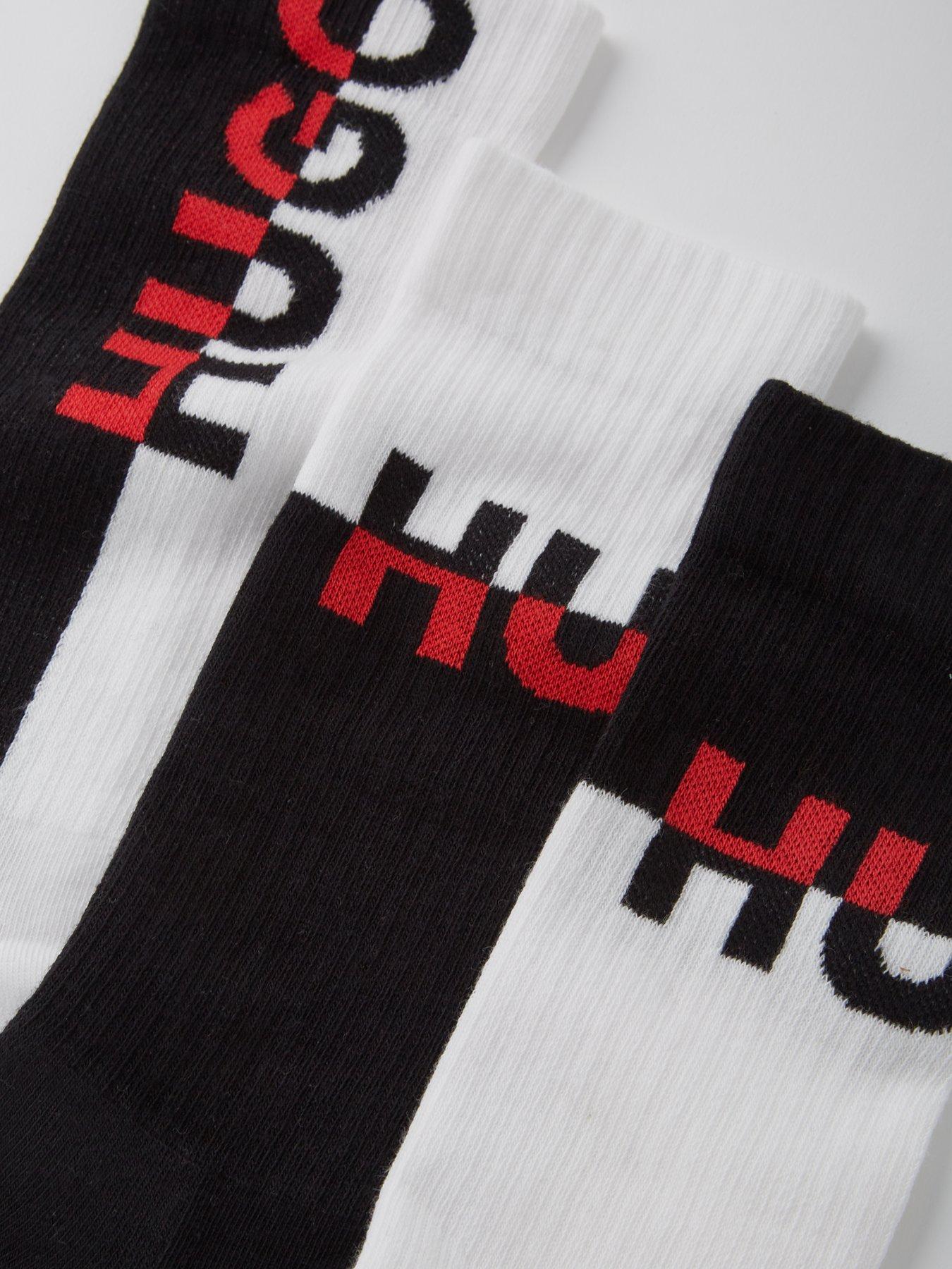 Image 3 of 3 of HUGO 3 Pack Colourblock Crew Socks - Black/White