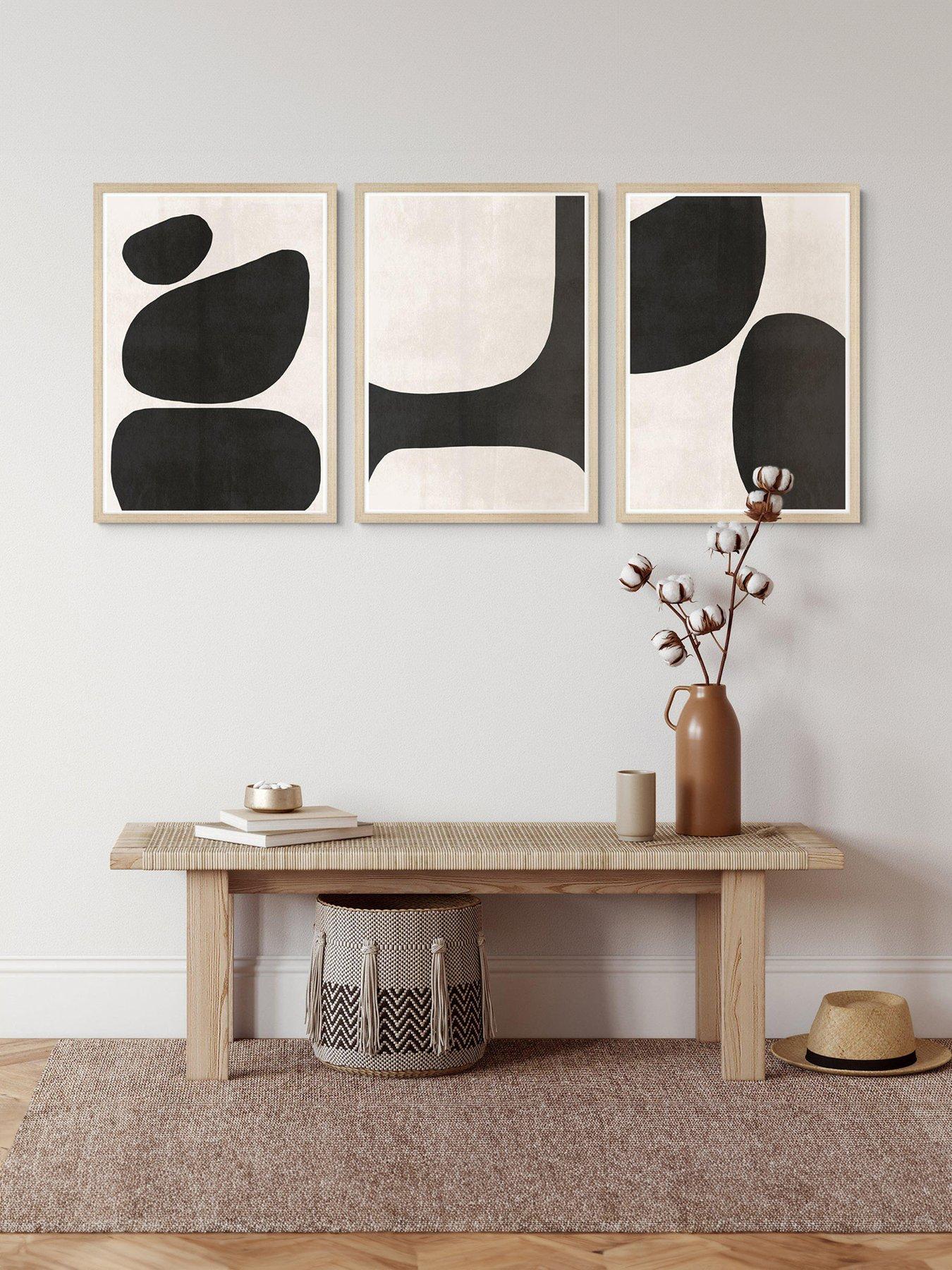 Product photograph of Gallery Pebble Collection Framed Wall Art - Set Of 3 from very.co.uk