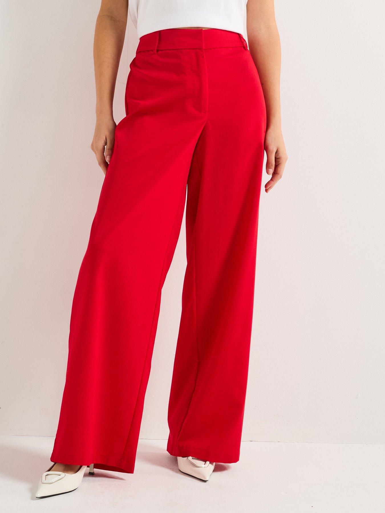 undefined Tailored Wide Leg Trousers - Red