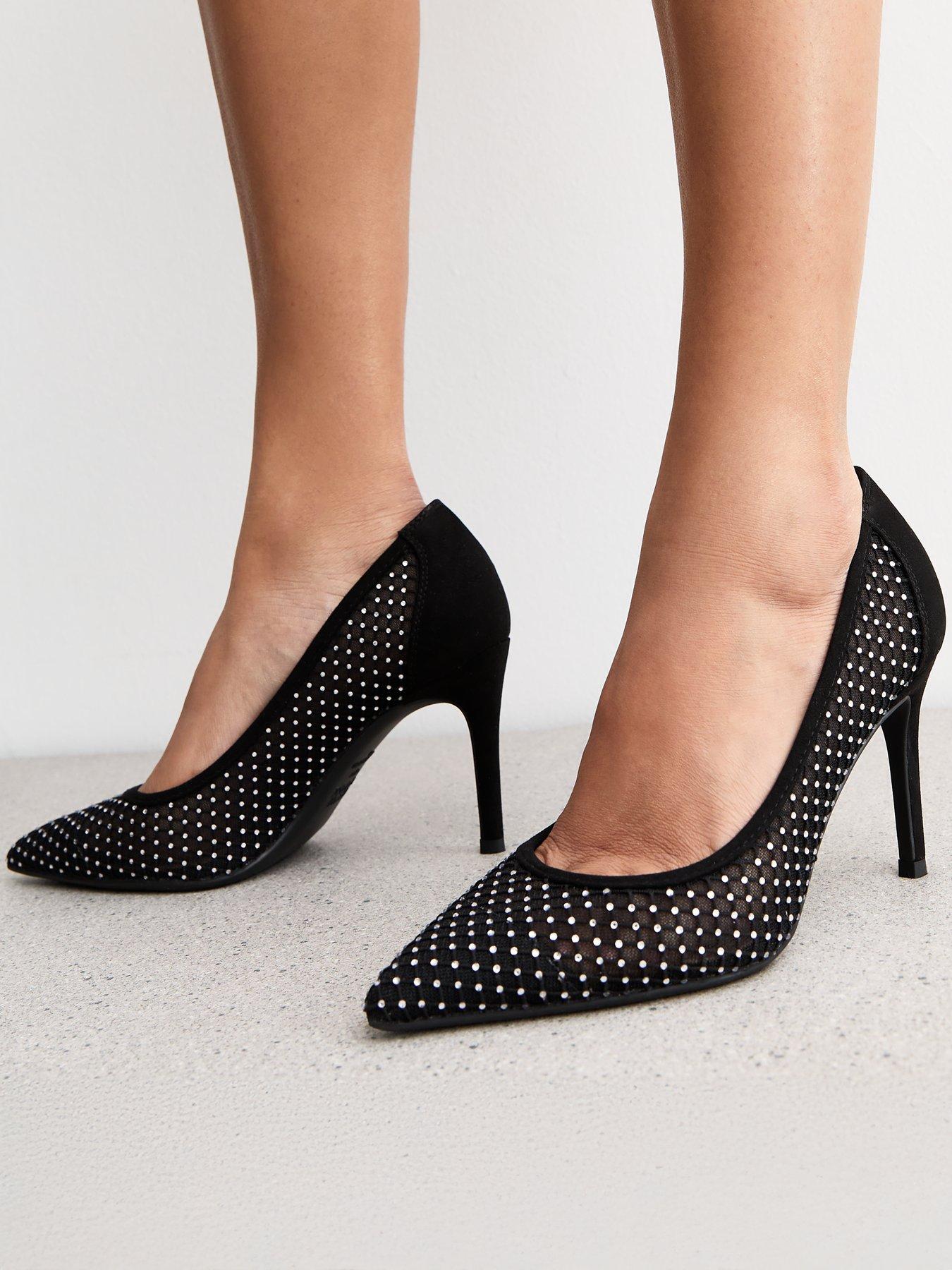 New Look Wide Fit Mesh Embellished Court Shoes Black Very