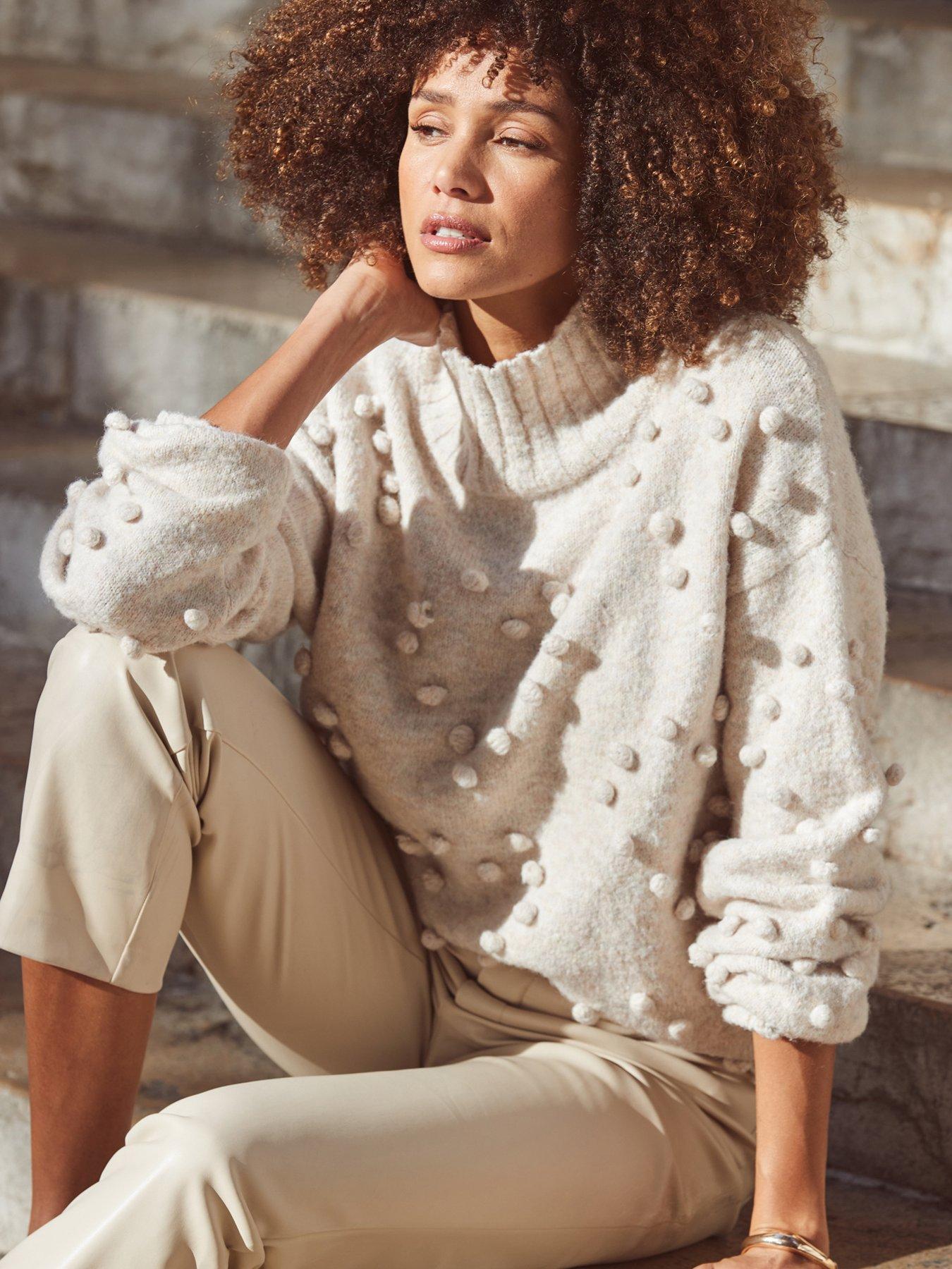 undefined Bobble Heart Jumper - Cream