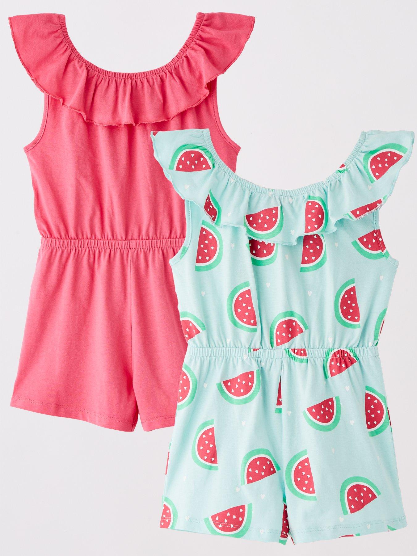 Image of Everyday Girls 2 Pack Watermelon Playsuits - Multi