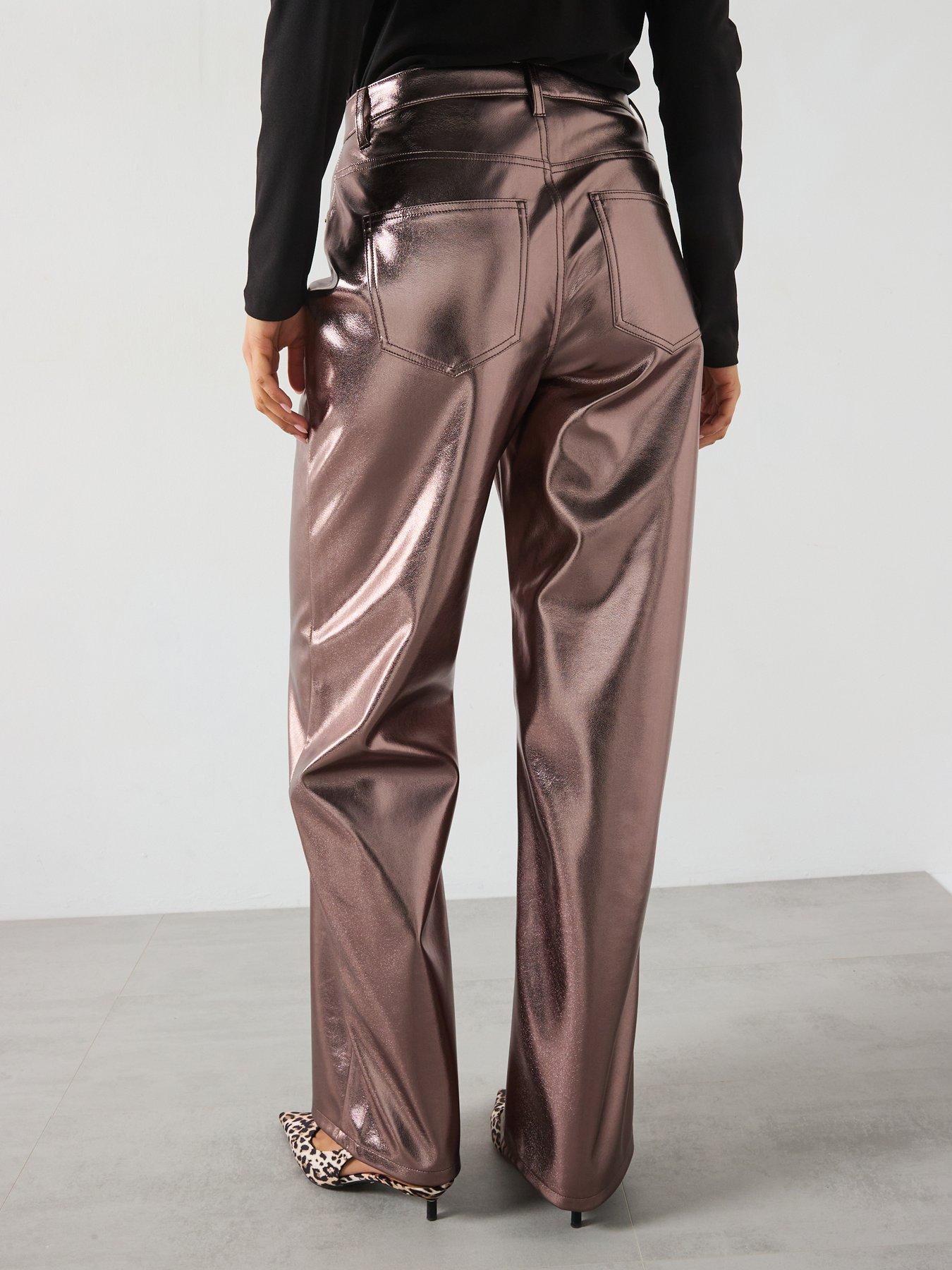 Image 2 of 5 of Vero Moda Metallic Trousers - Rose Gold