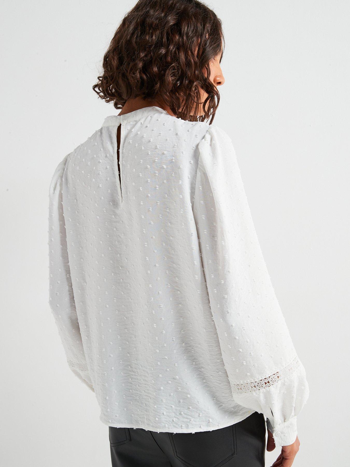 High Neck Dobby Blouse Black