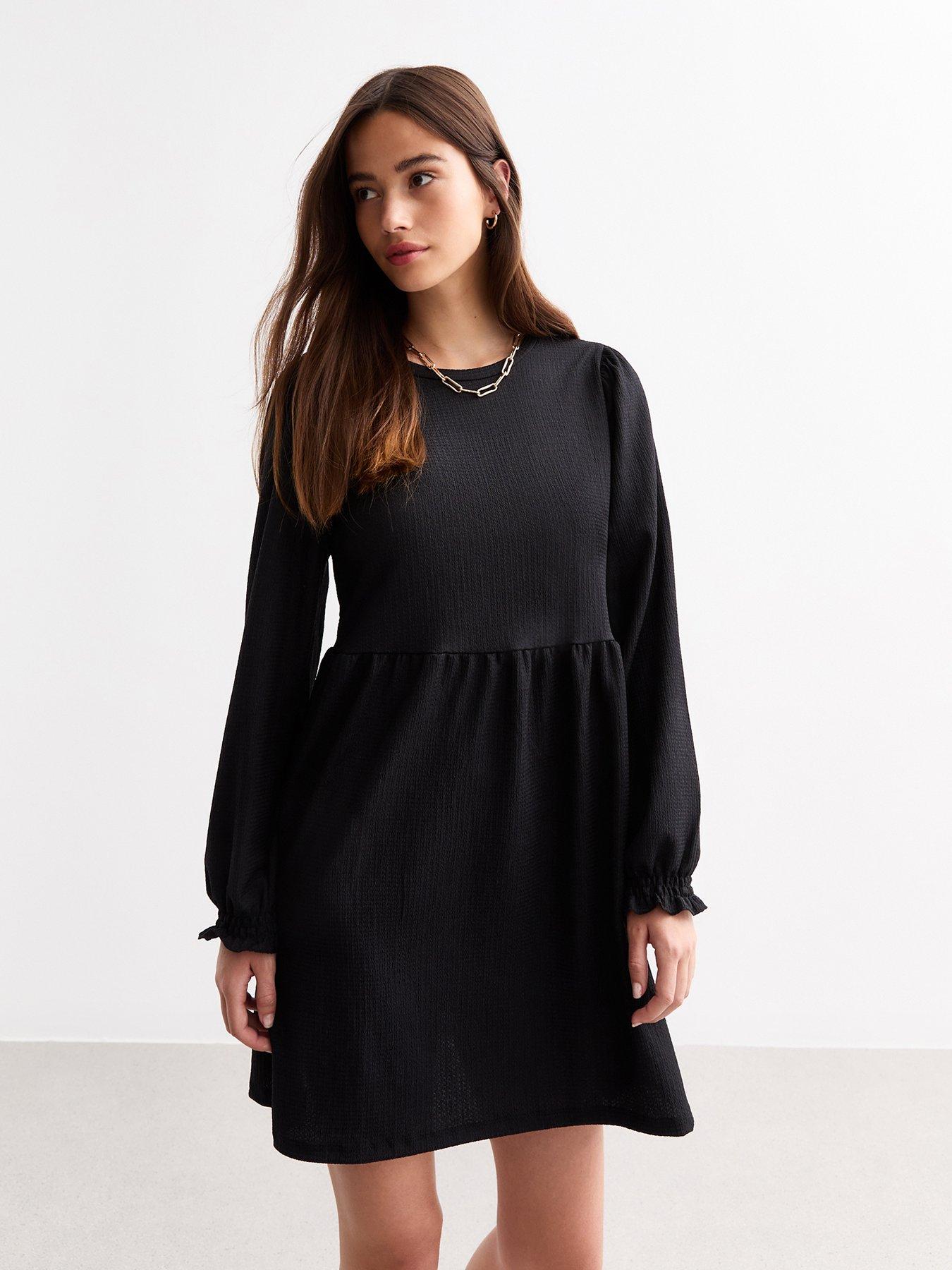 Black smock dress new look hotsell