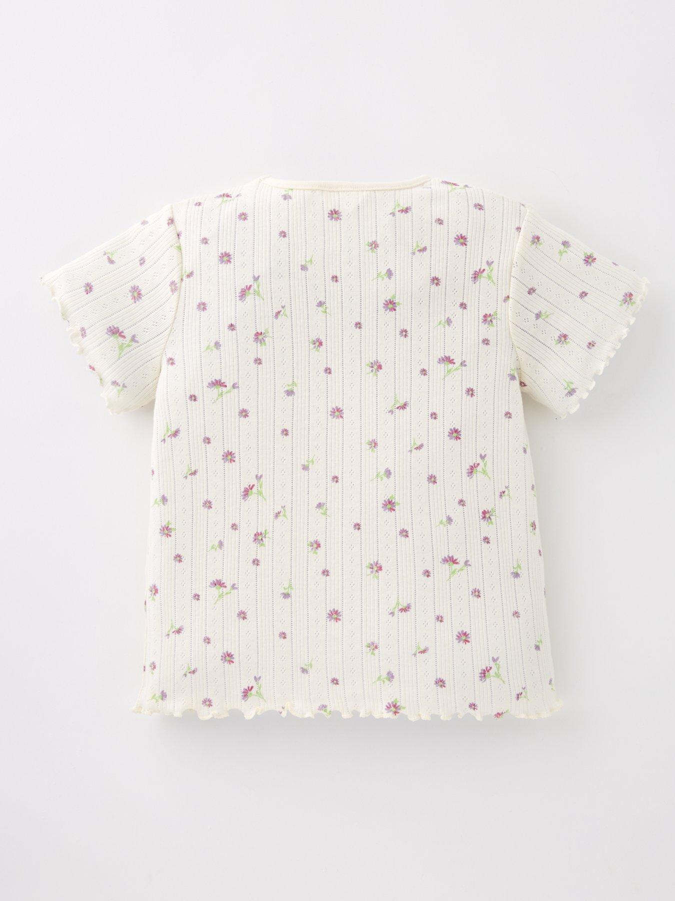 Image 3 of 5 of Mini V by Very Girls 2 Pack Pointelle Short Sleeve T-Shirts - Multi
