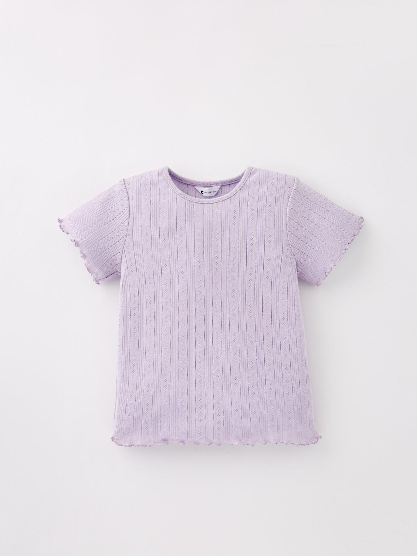 Image 4 of 5 of Mini V by Very Girls 2 Pack Pointelle Short Sleeve T-Shirts - Multi
