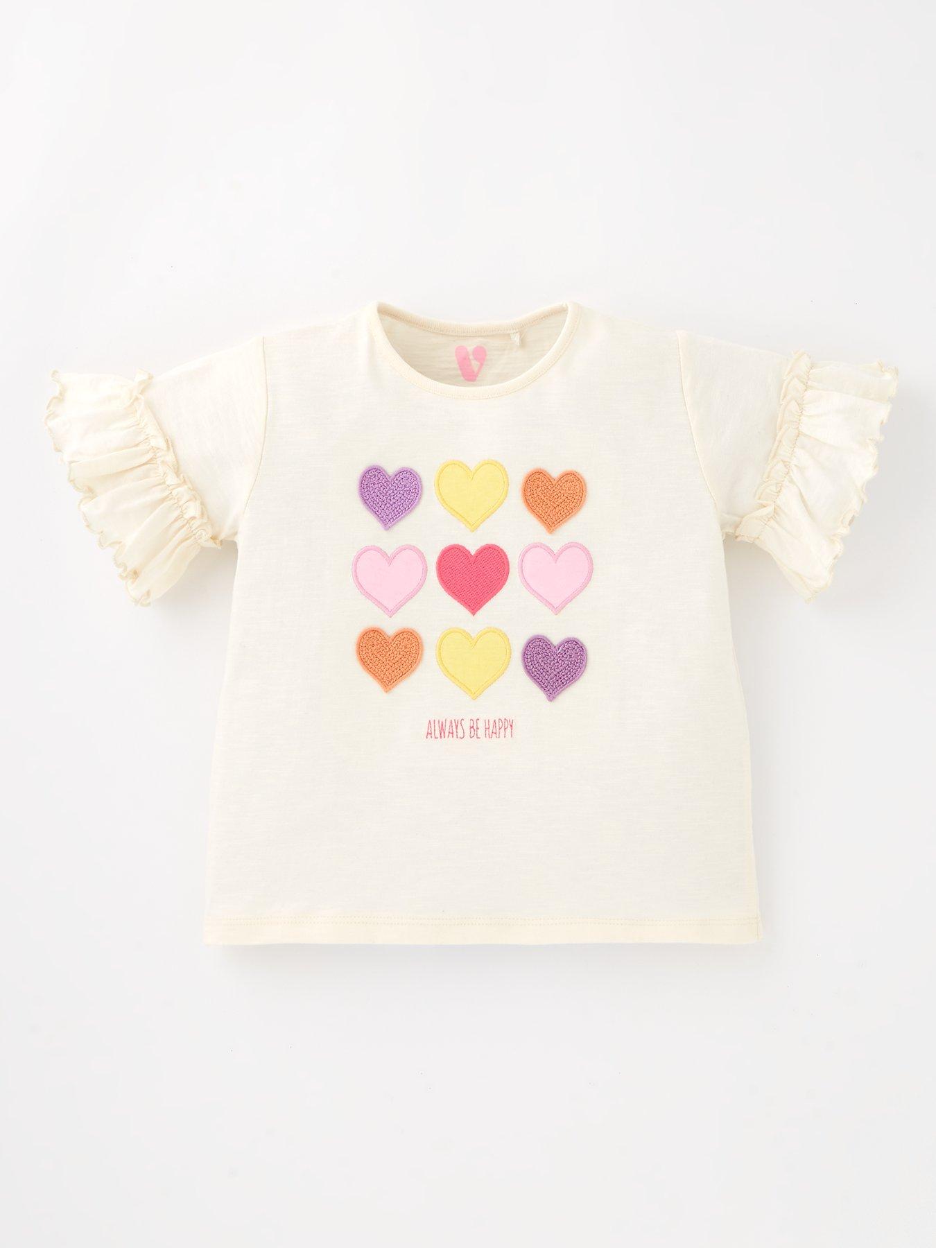undefined Girls Frill Heart T-Shirt - White
