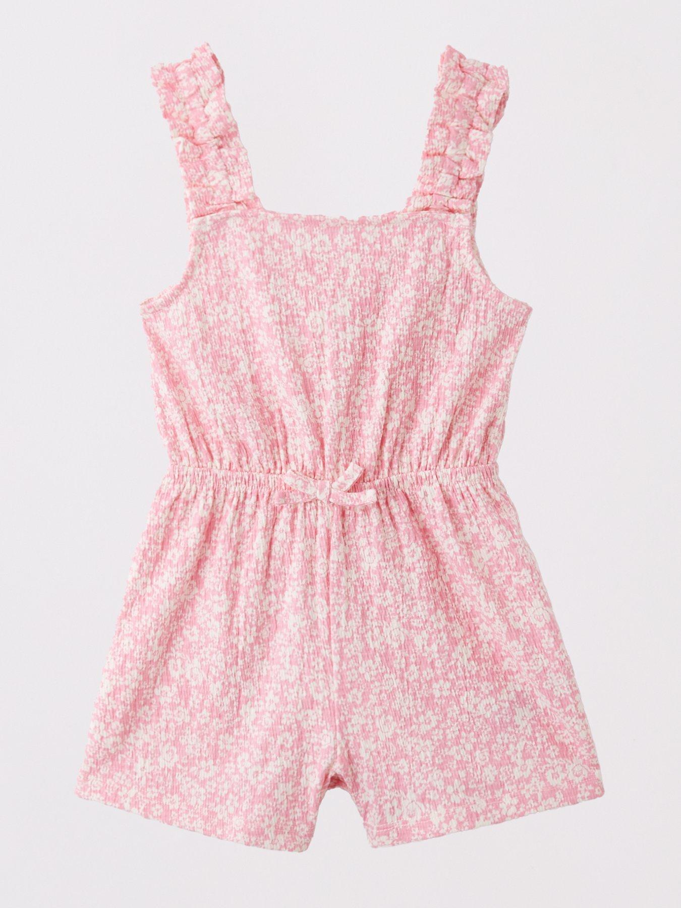 Image 2 of 5 of Mini V by Very Girls 2 Pack Floral Crinkle Jersey Playsuits - Multi