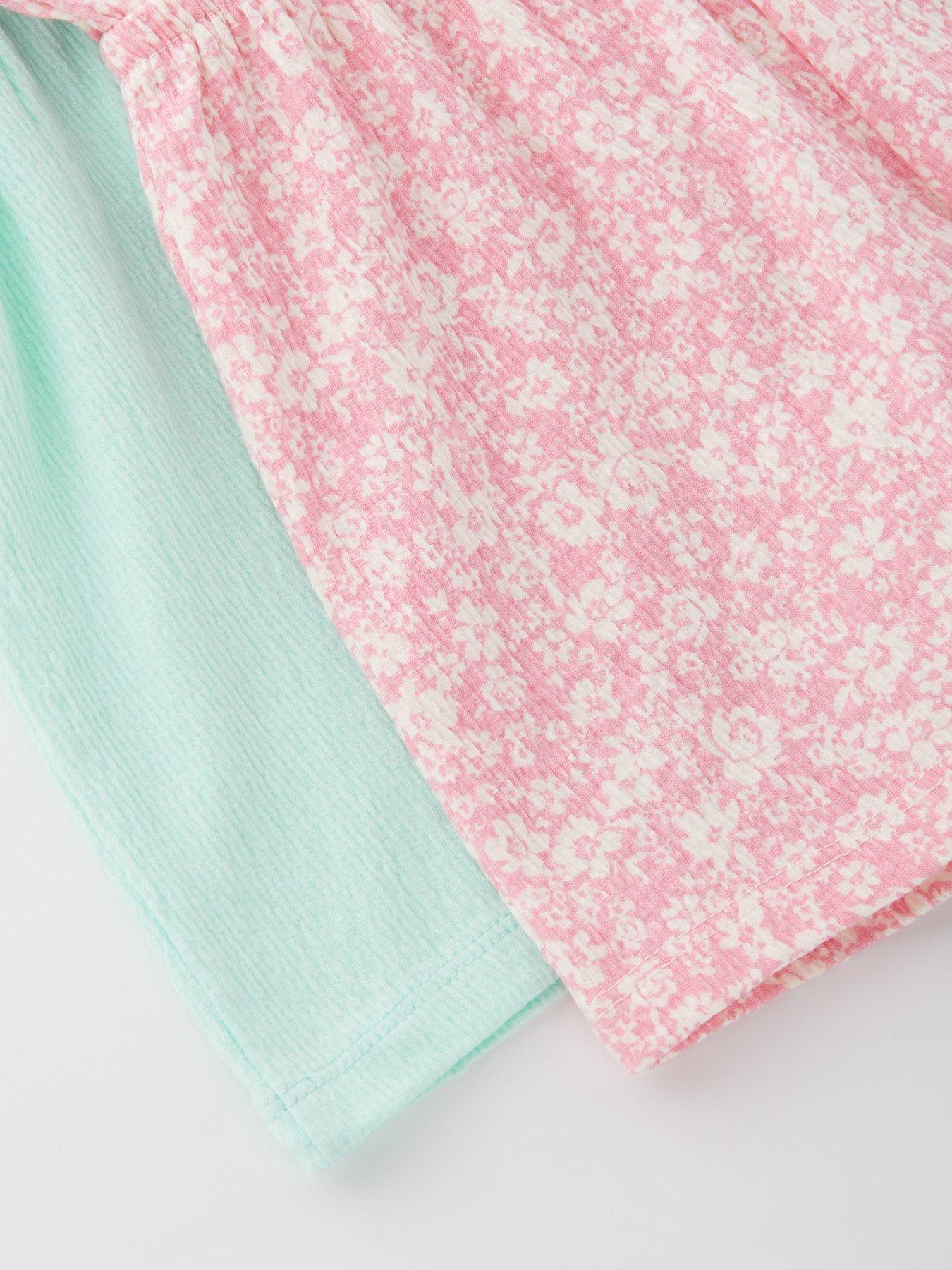 Image 5 of 5 of Mini V by Very Girls 2 Pack Floral Crinkle Jersey Playsuits - Multi