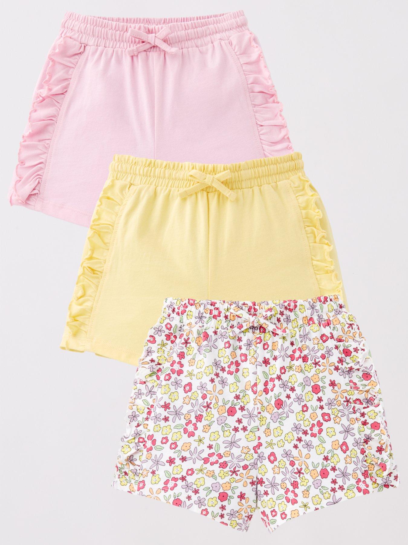 Image of Mini V by Very Girls 3 Pack Plain  &  Floral Shorts - Multi