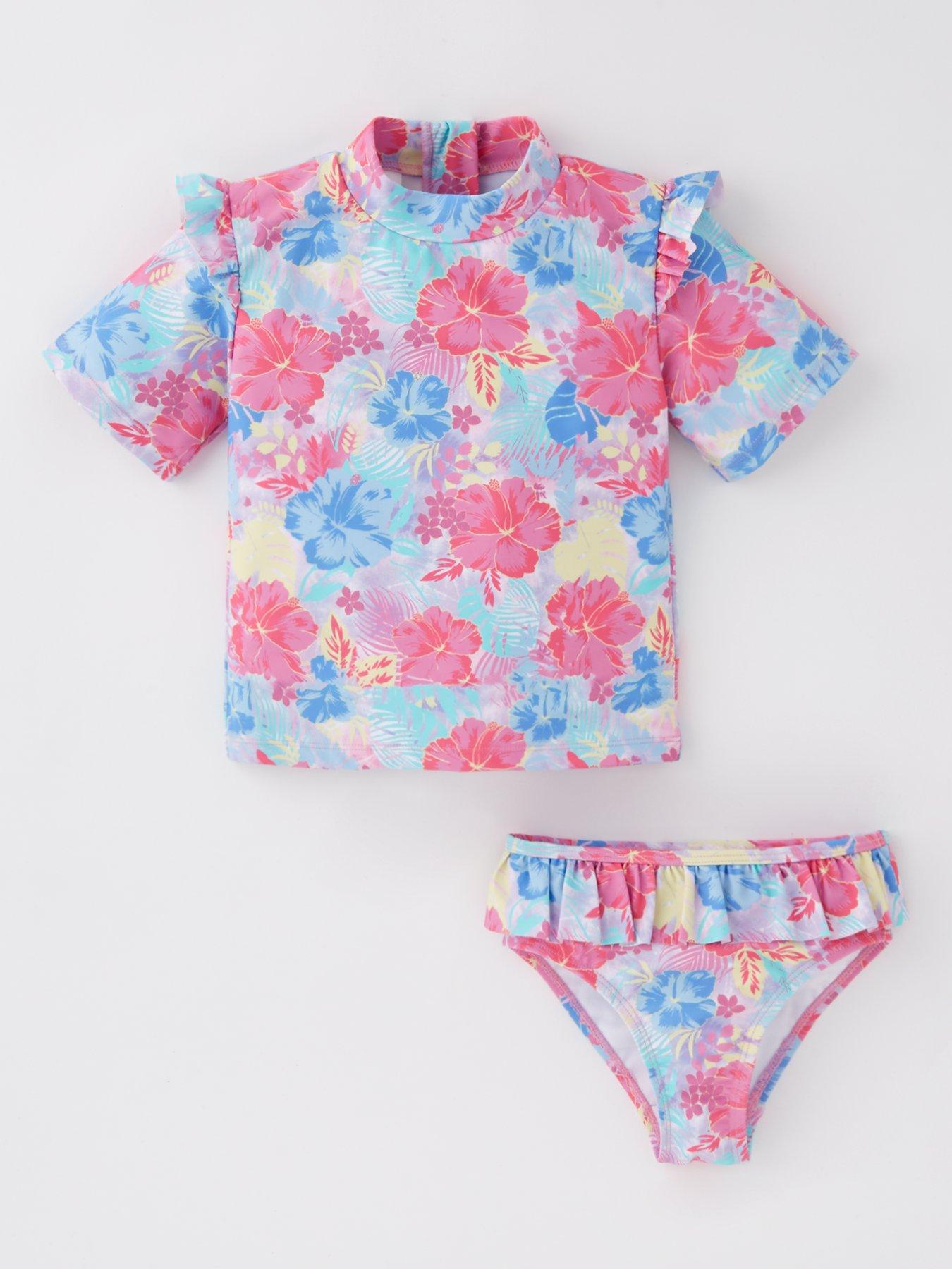 Mini V by Very Girls Hibiscus Sunsafe Swim Set Multi Very