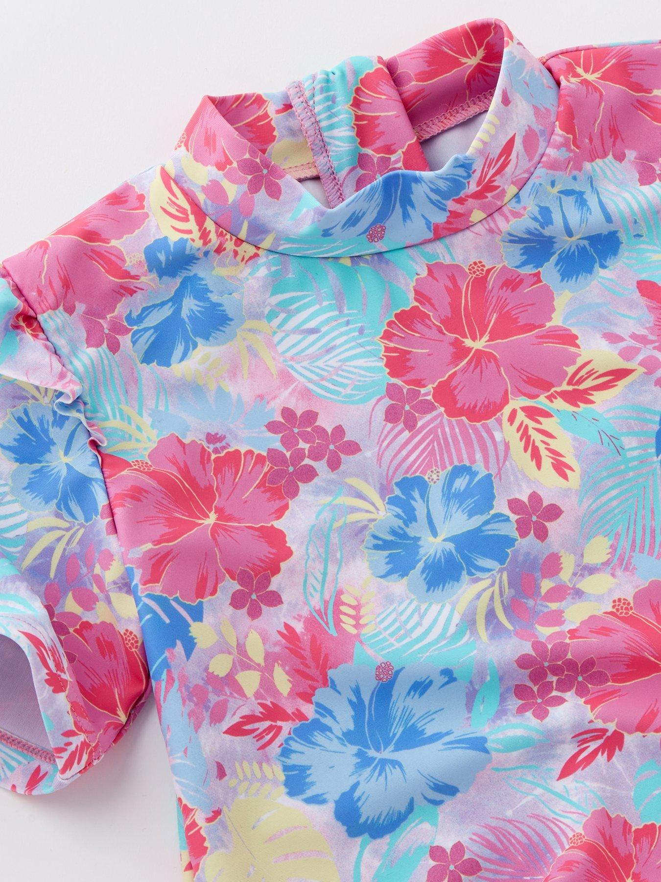 Mini V by Very Girls Hibiscus Sunsafe Swim Set Multi Very