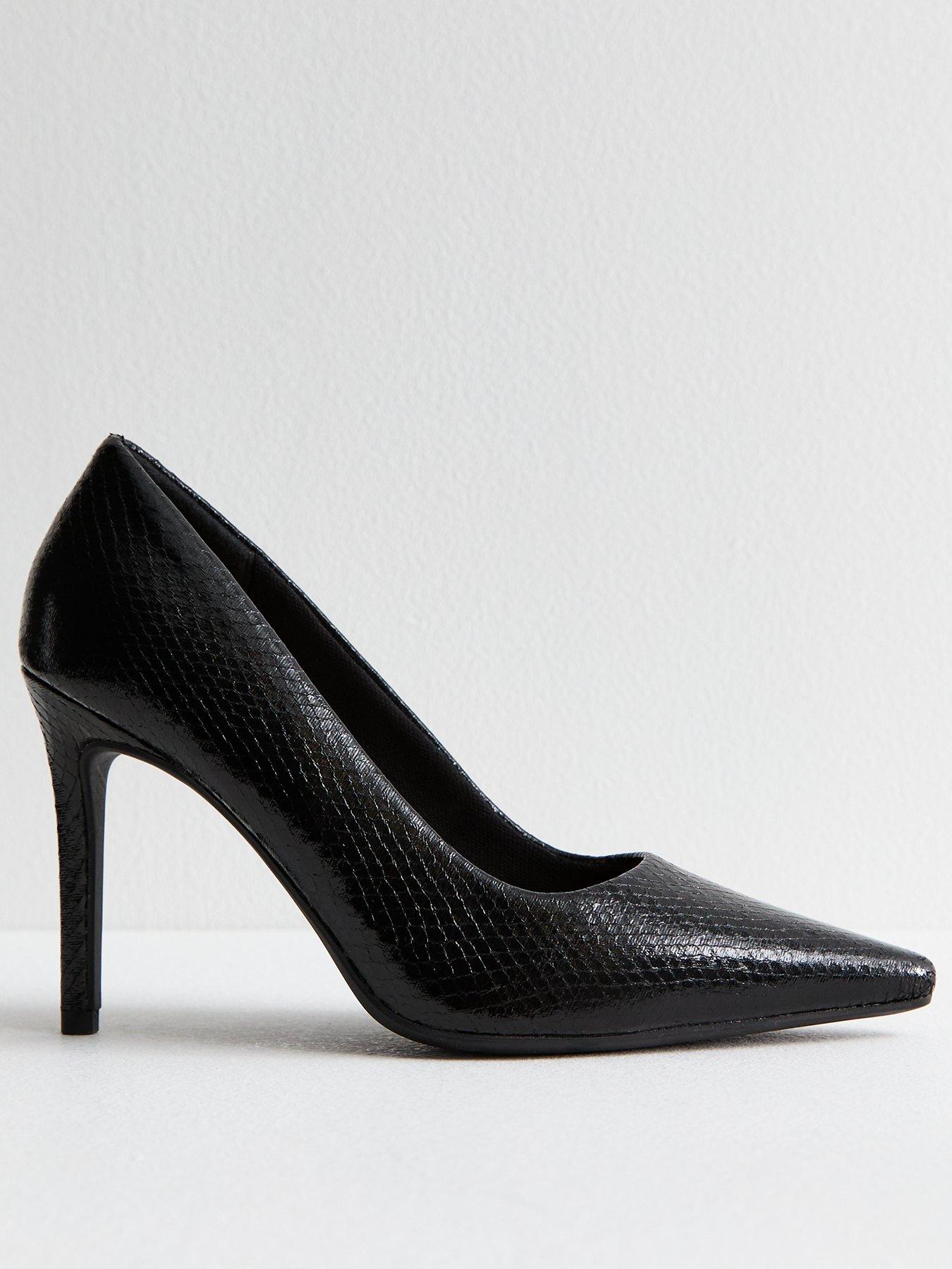 undefined Black Snake Print Stiletto Heel Court Shoes