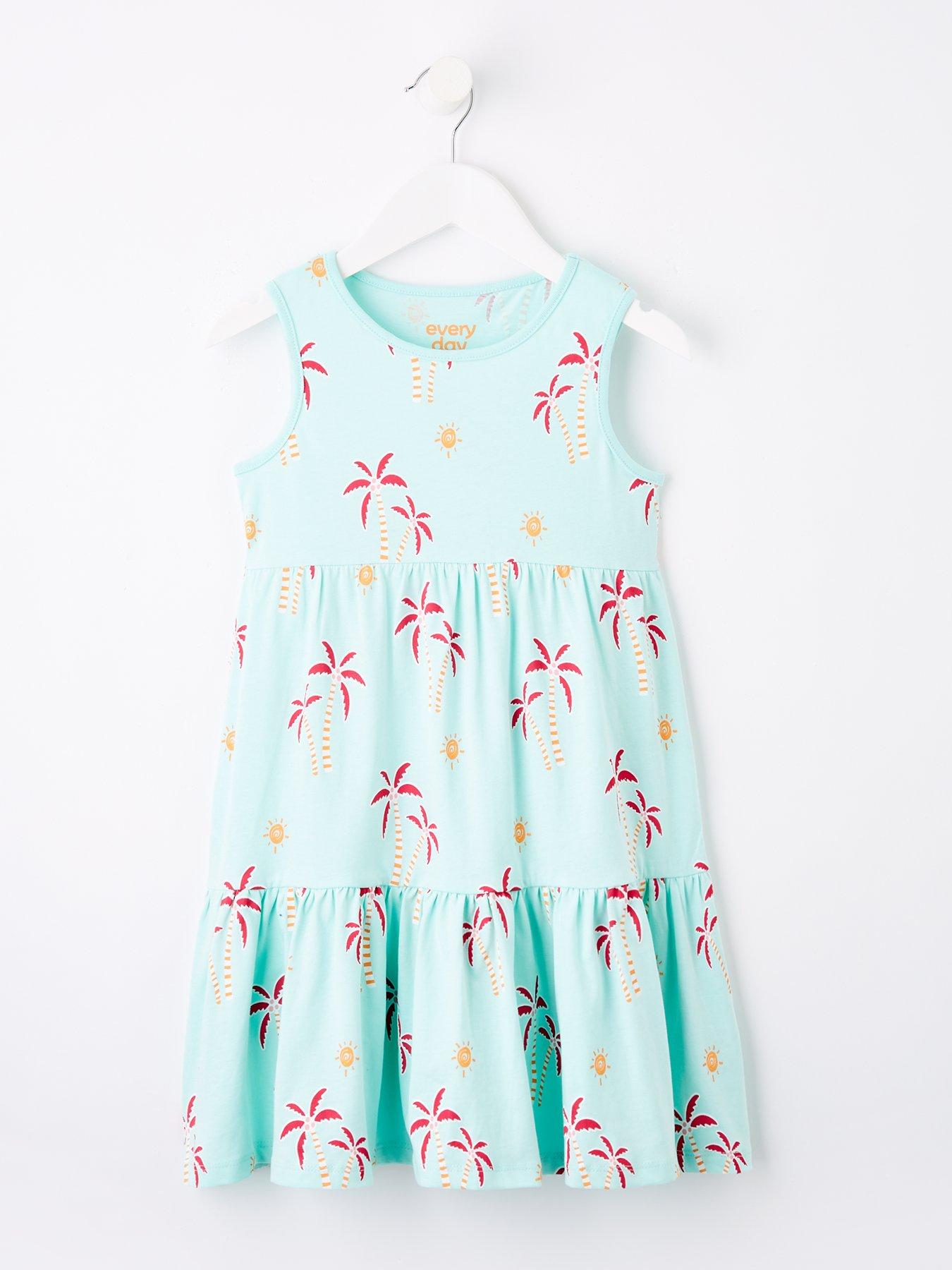 undefined Girls Palm Print Sleeveless Dress - Multi