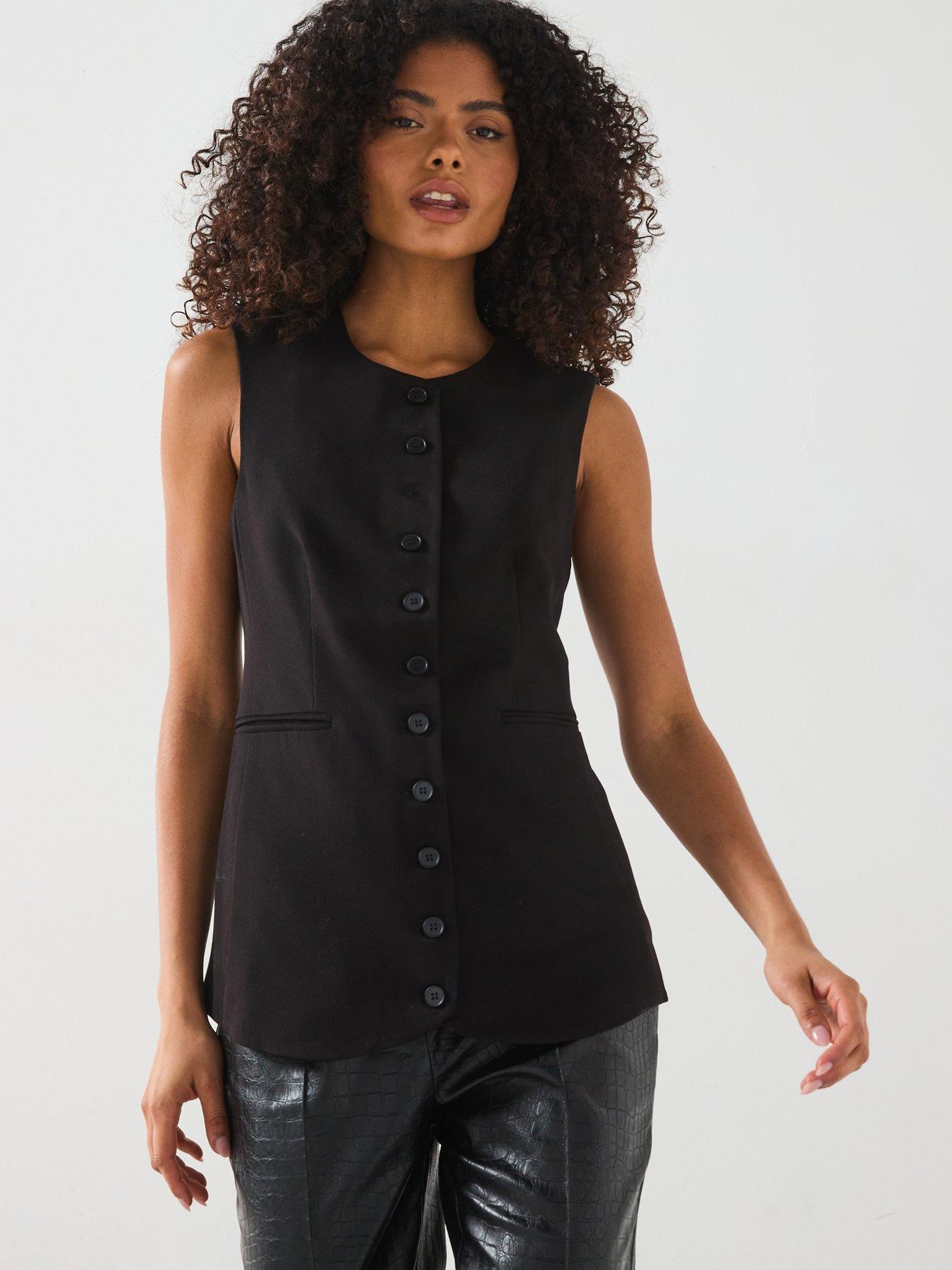 undefined Round Neck Waistcoat - Black