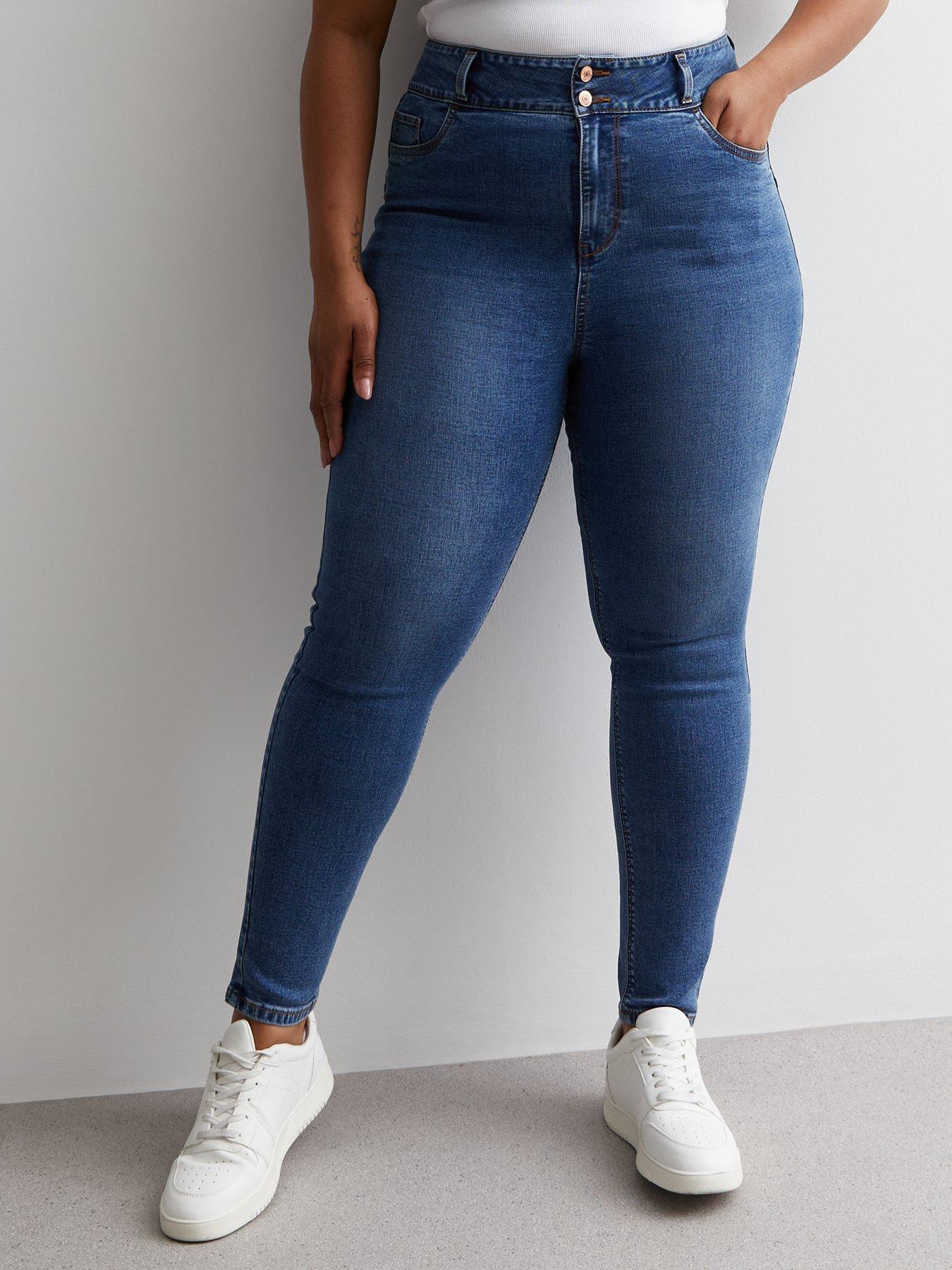 Image 1 of 5 of New Look Curves Lift &amp; Shape High Waist Yazmin Skinny Jeans - Blue