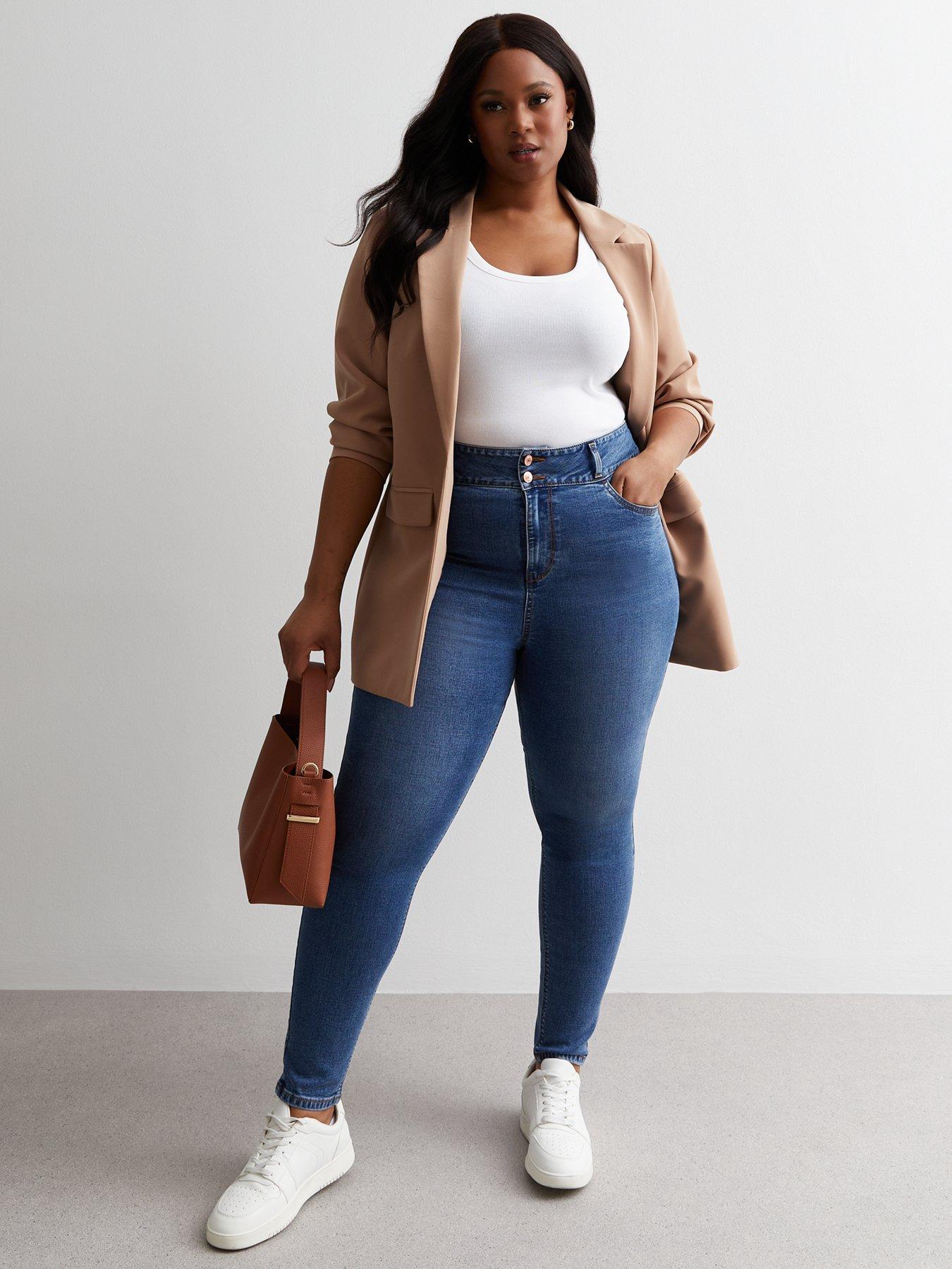 Image 3 of 5 of New Look Curves Lift &amp; Shape High Waist Yazmin Skinny Jeans - Blue