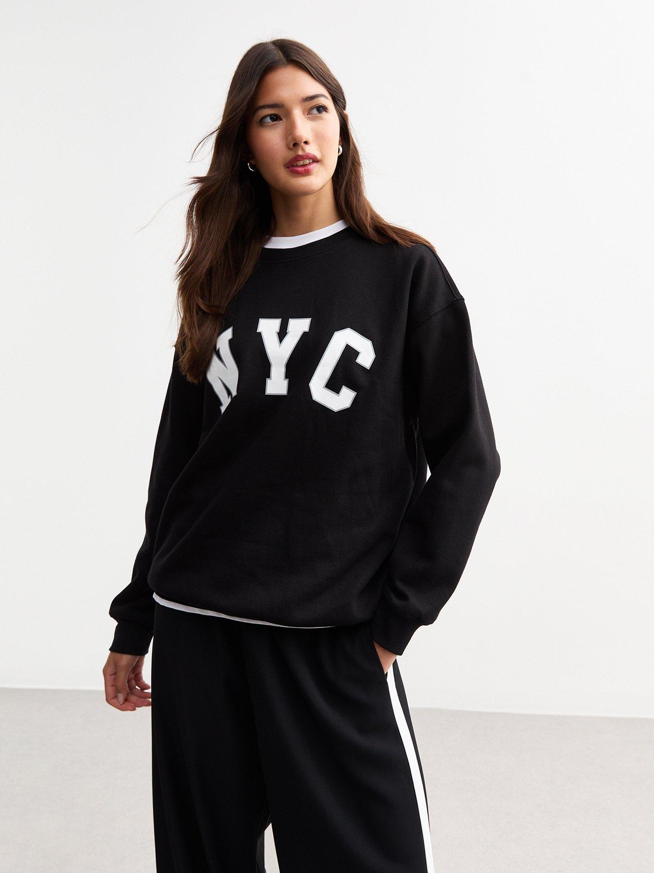 NYC Print Jersey Sweatshirt Black