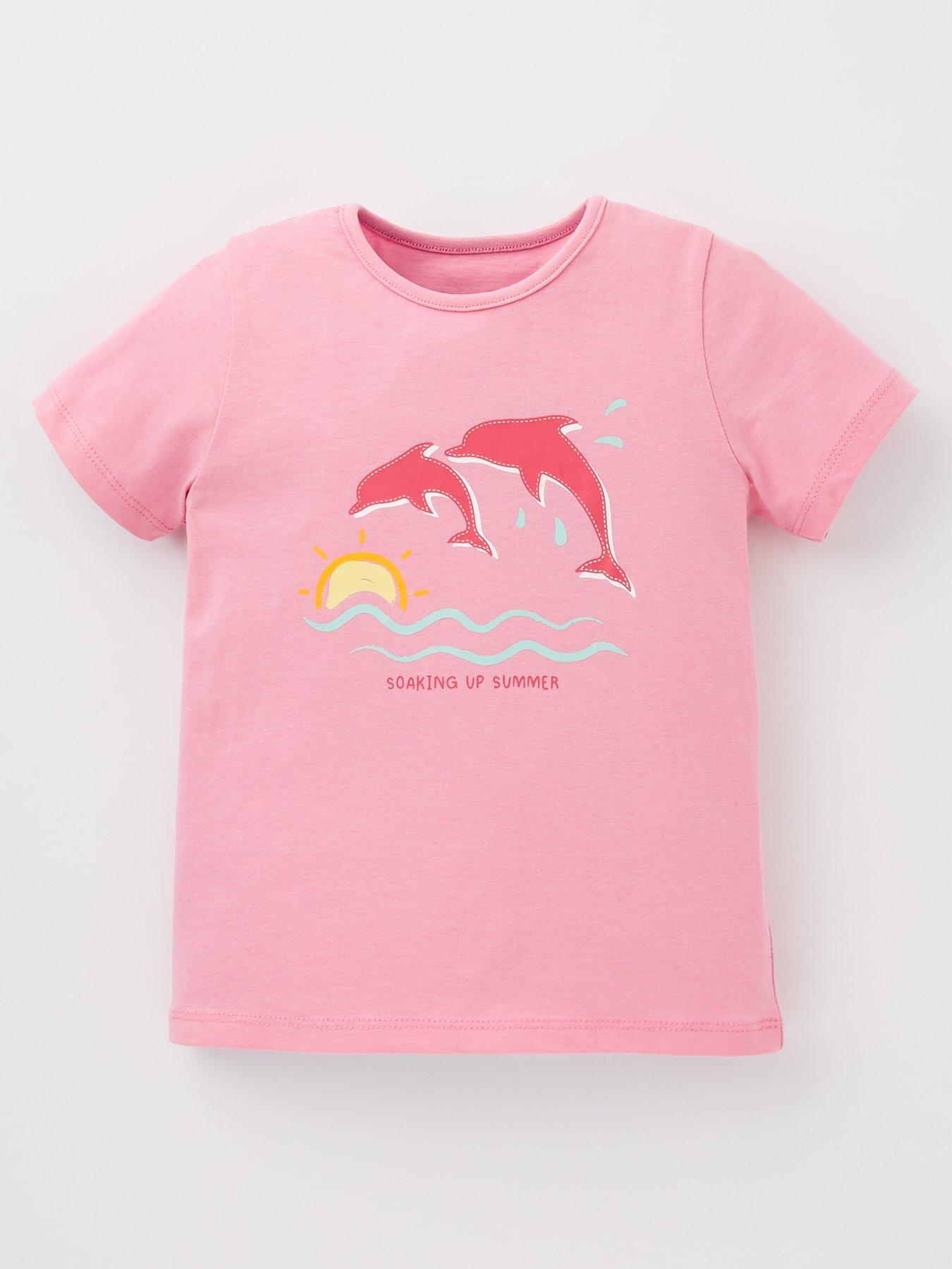 undefined Girls Short Sleeve Dolphin T-Shirt - Pink