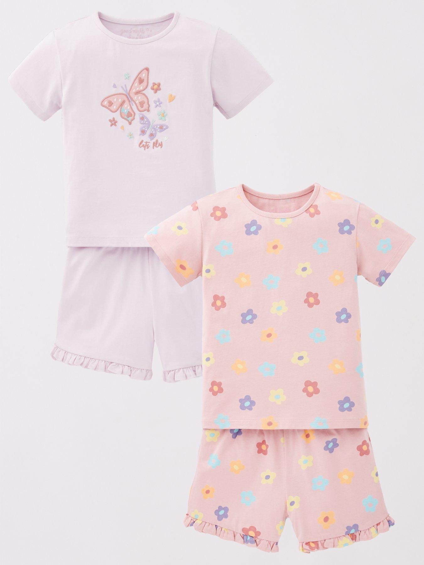 undefined Girls 2 Pack Floral And Butterfly Short Pyjama Set - Multi