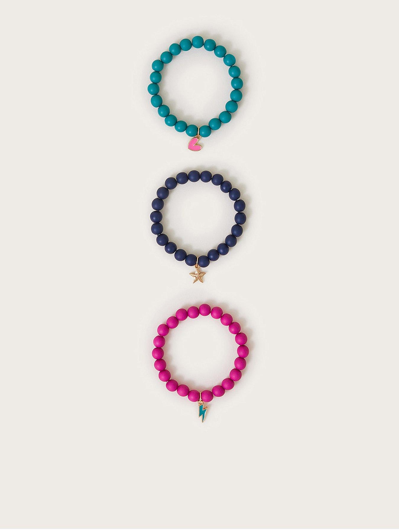 Product photograph of Monsoon Girls 3 Pack Fun Bead Bracelets - Multi from very.co.uk