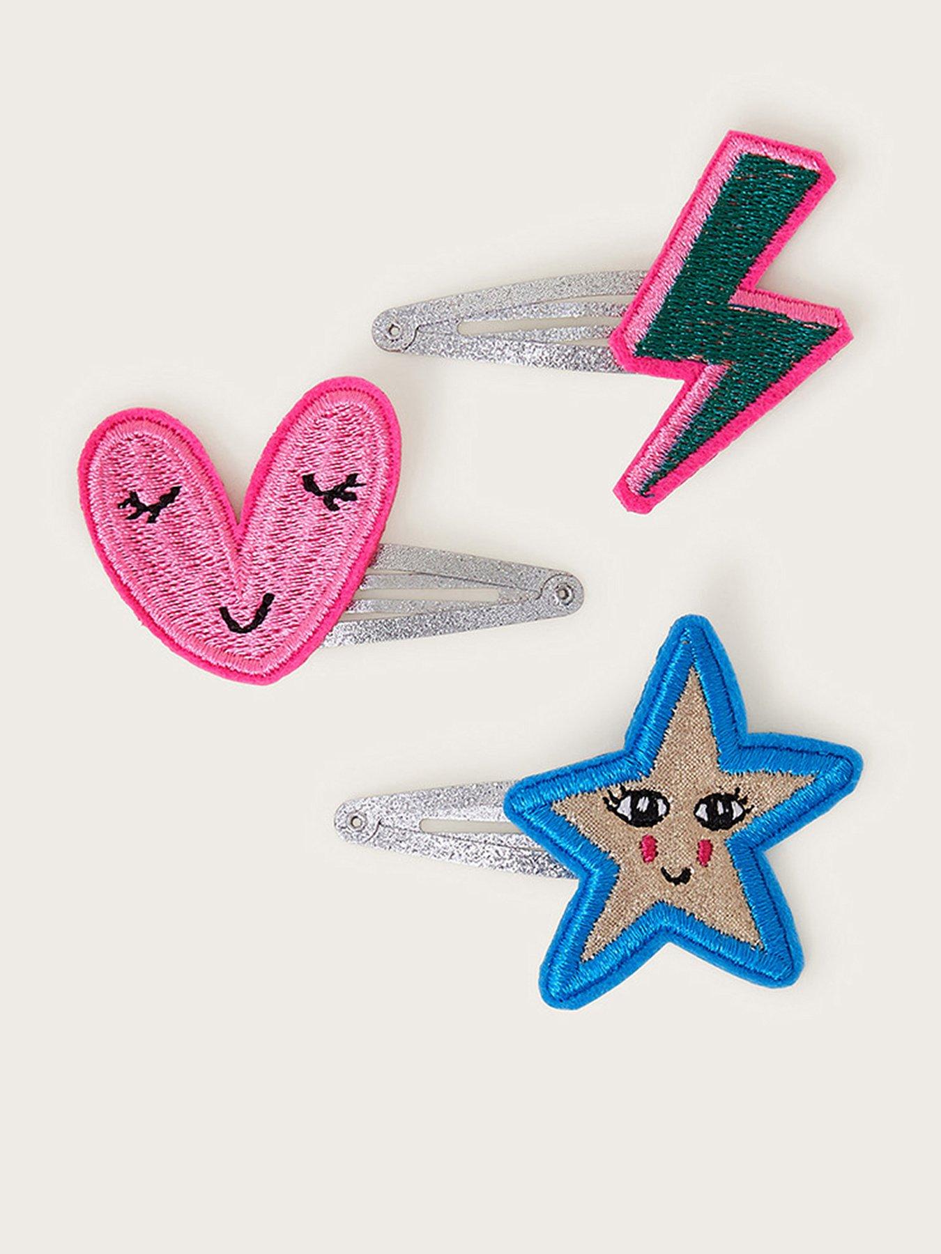 Image 1 of 2 of Monsoon Girls 3 Pack Fun Embellished Hair Clips - Multi