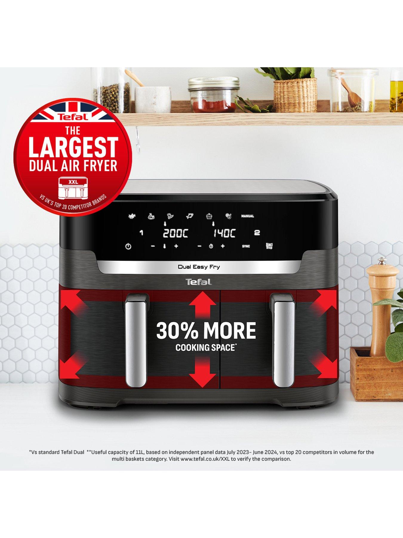 Image 2 of 7 of Tefal Easy Fry XXL Dual Air Fryer, Coal Grey - 11L