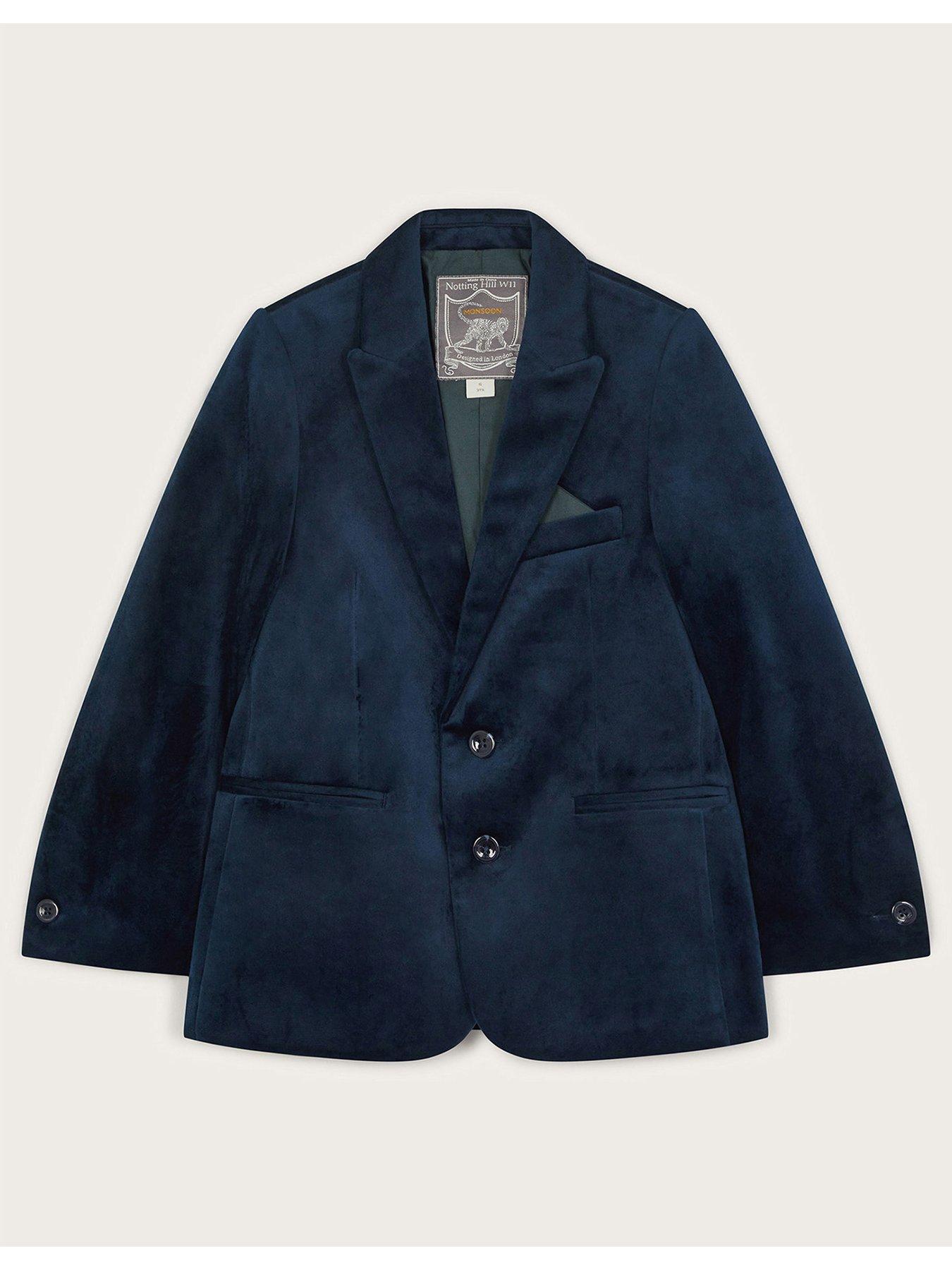 undefined Boys Velvet Blazer - Navy