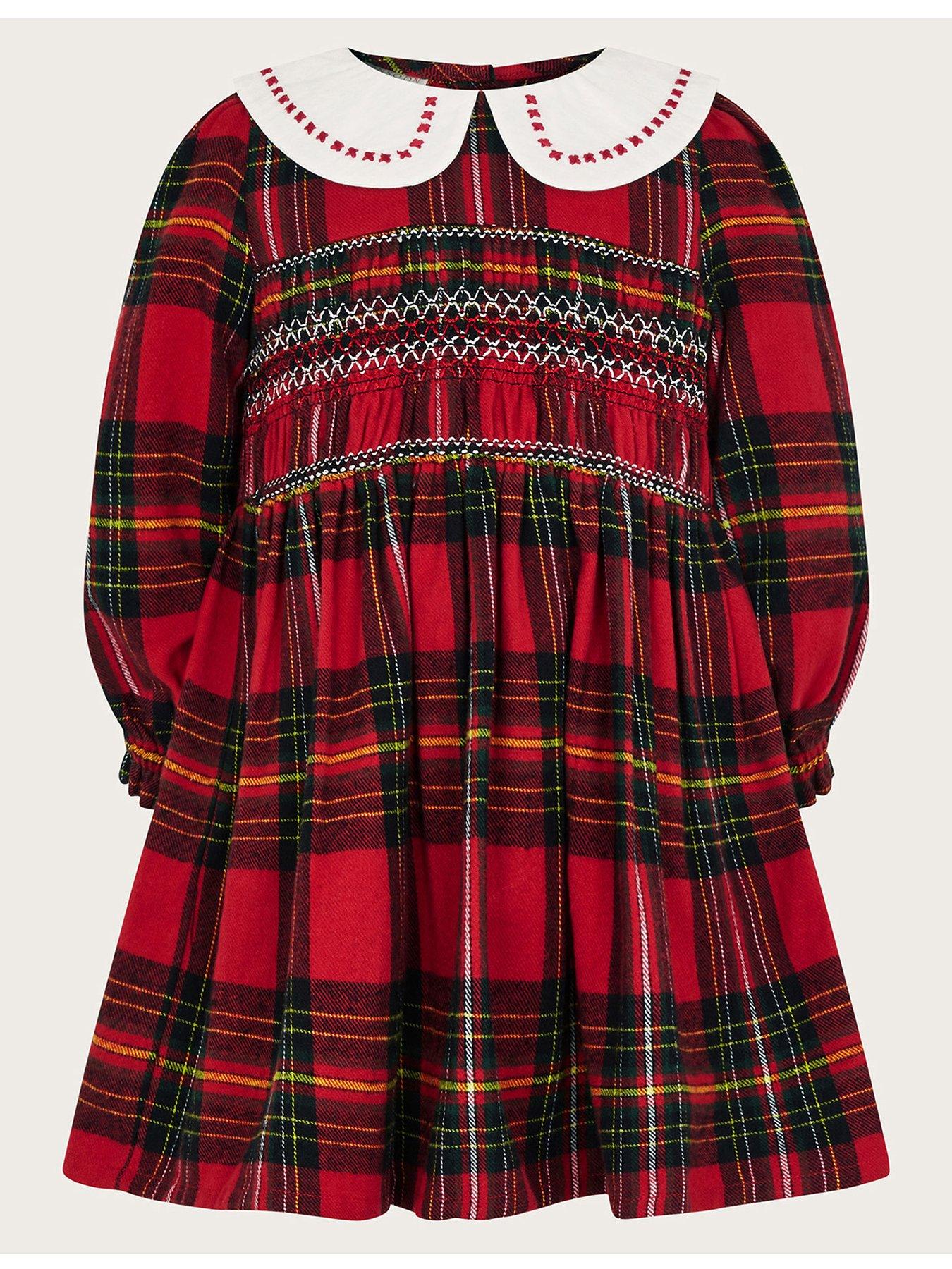Baby Girls Long Sleeve Tartan Dress Red