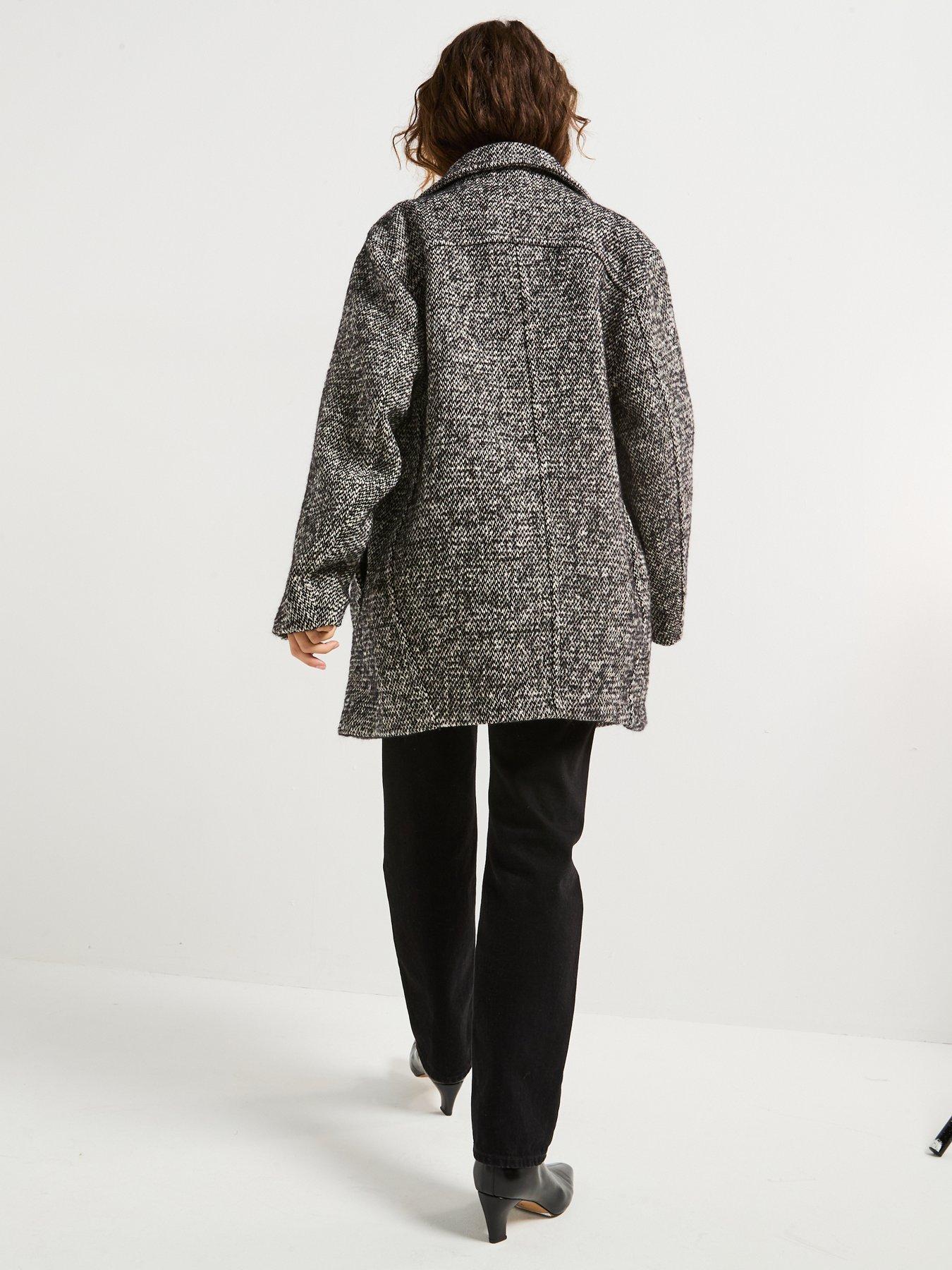 Image 2 of 6 of Mango double-breasted Marbled Coat - Grey