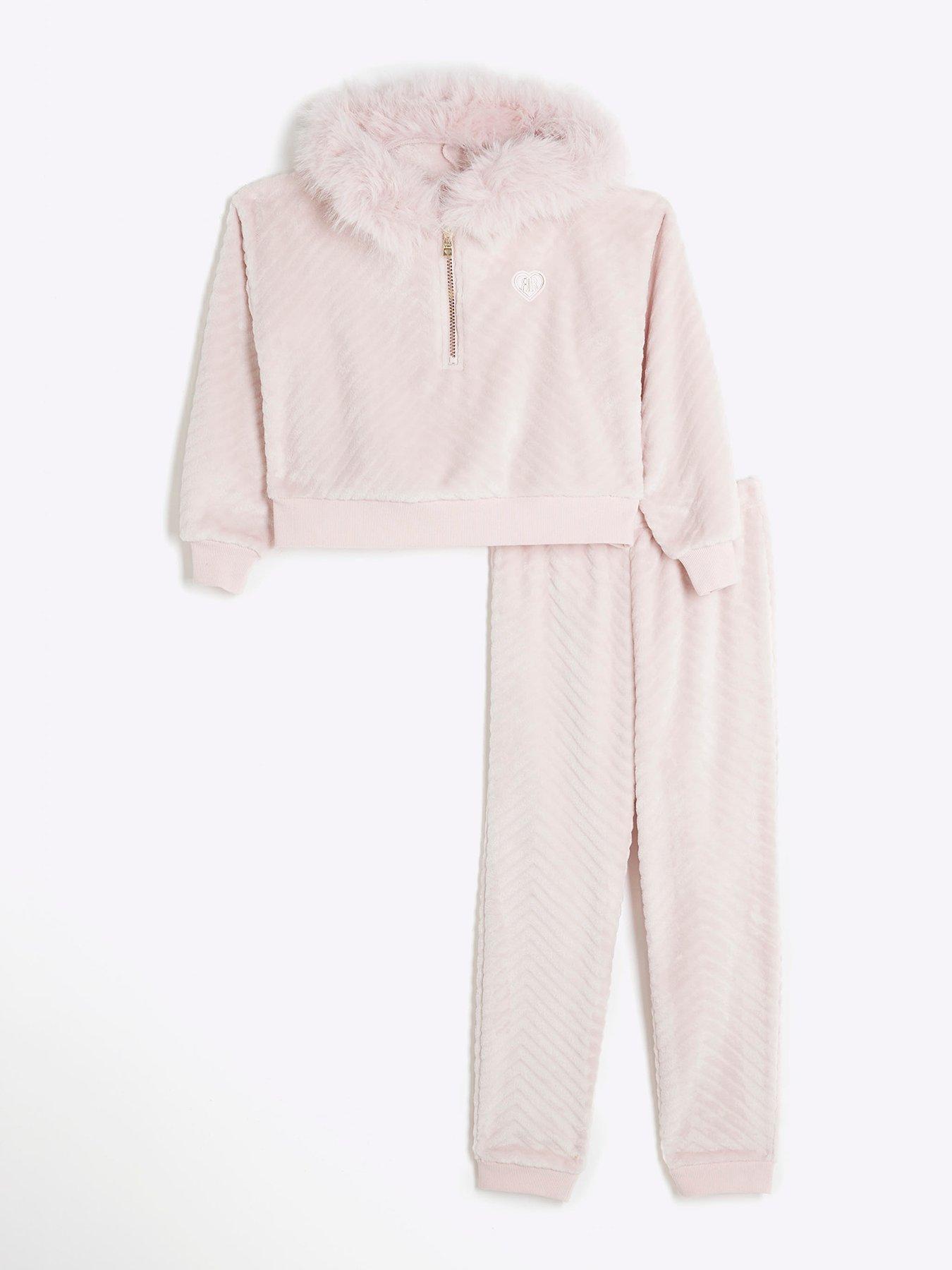 undefined Girls Chevron Loungewear Set - Pink