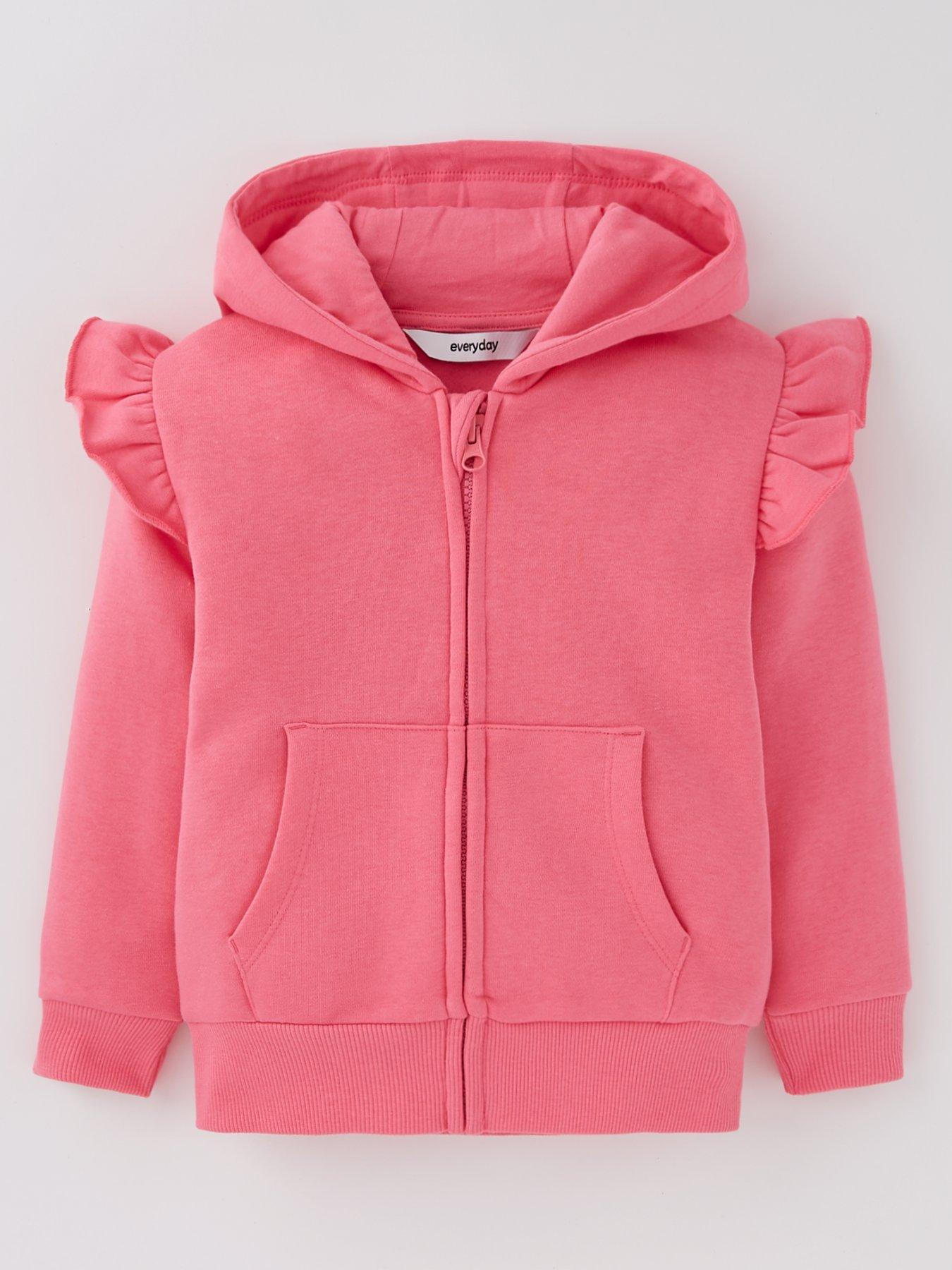 Image of Everyday Girls Frill Zip Through Hoodie - Pink