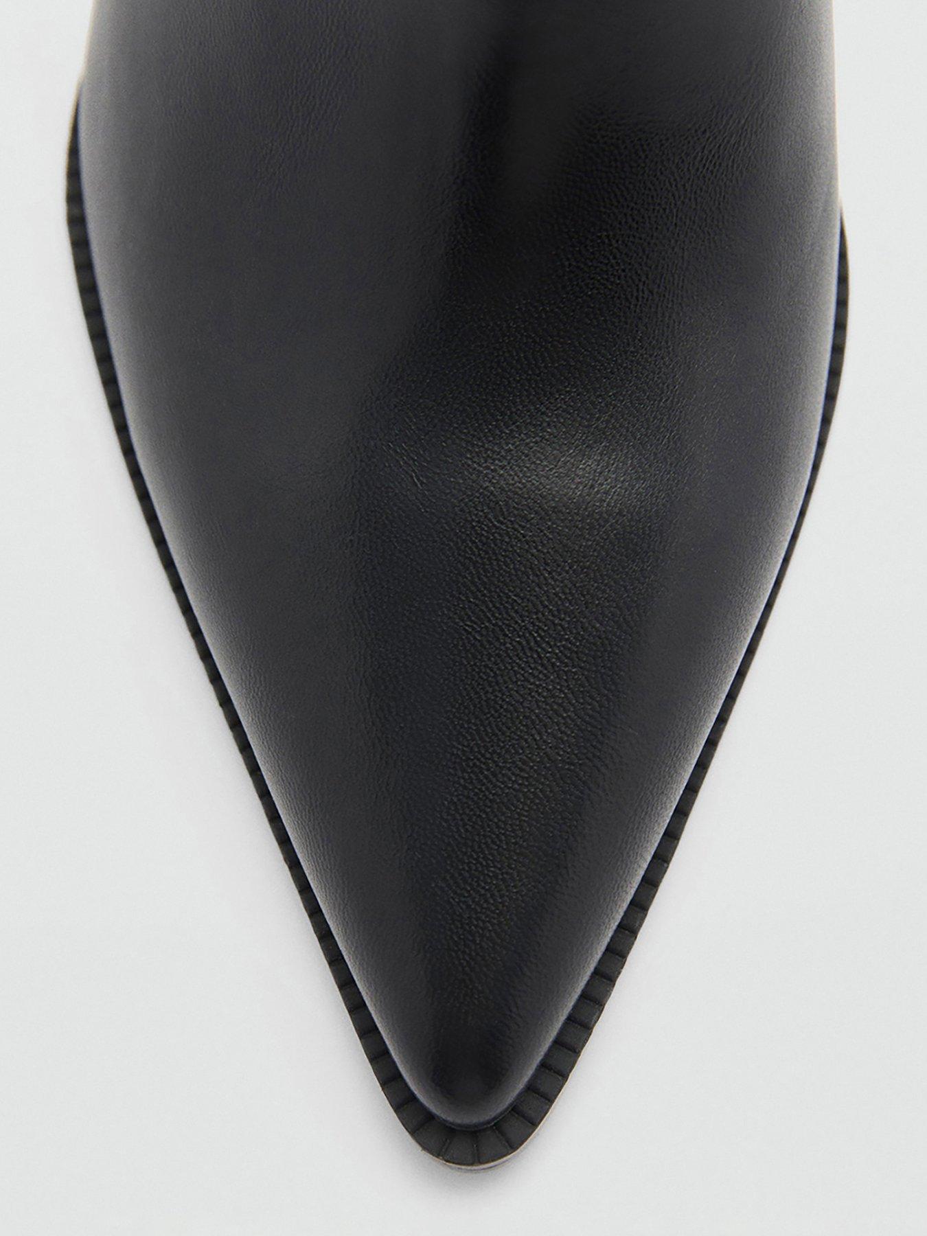 Mango Pointed Block Heel Ankle Boot Black Very