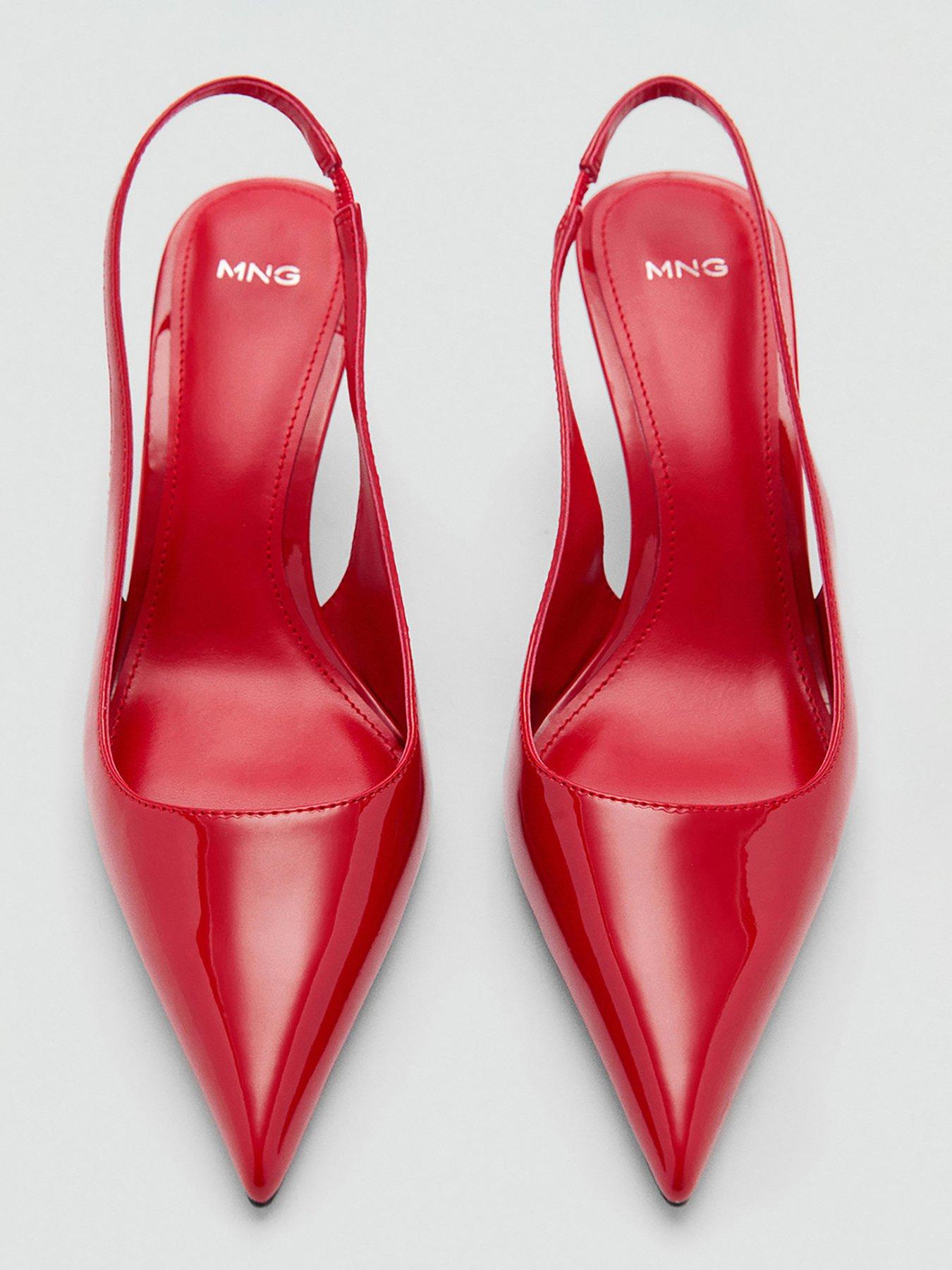 Sling Back Mango Red Shoes Kitten Heel Red Velvet Slingback Pump