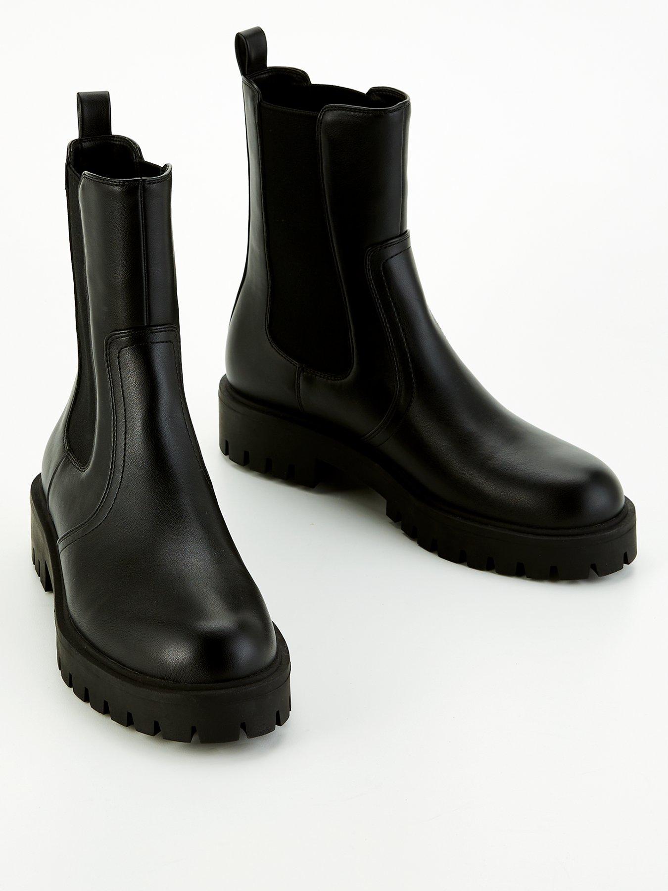 undefined Faux Leather Chelsea Boots - Black
