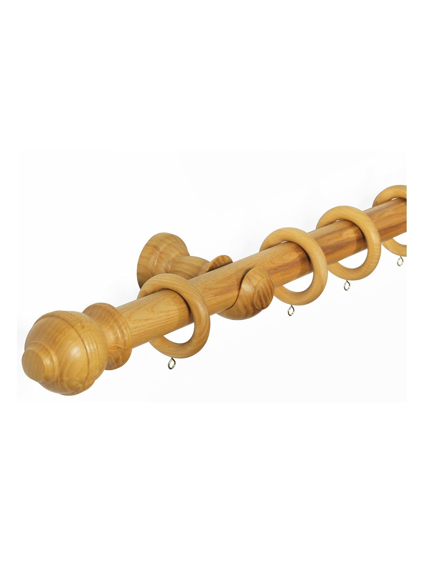 undefined 33mm Ribbed Ball Wood Curtain Pole 300cm
