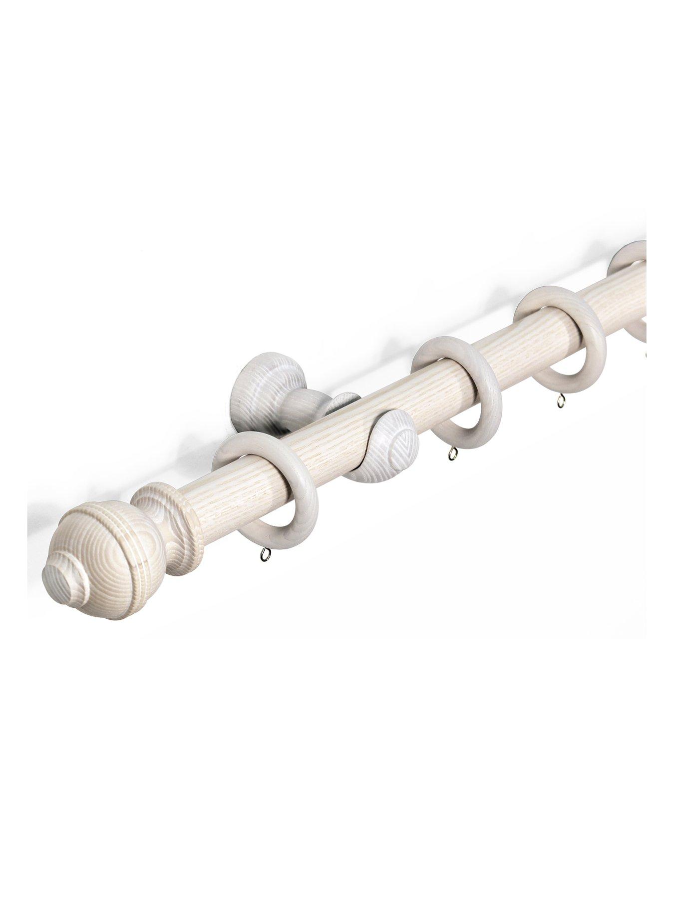 Product photograph of Very Home 33mm Ribbed Ball Wood Curtain Pole 300cm from very.co.uk